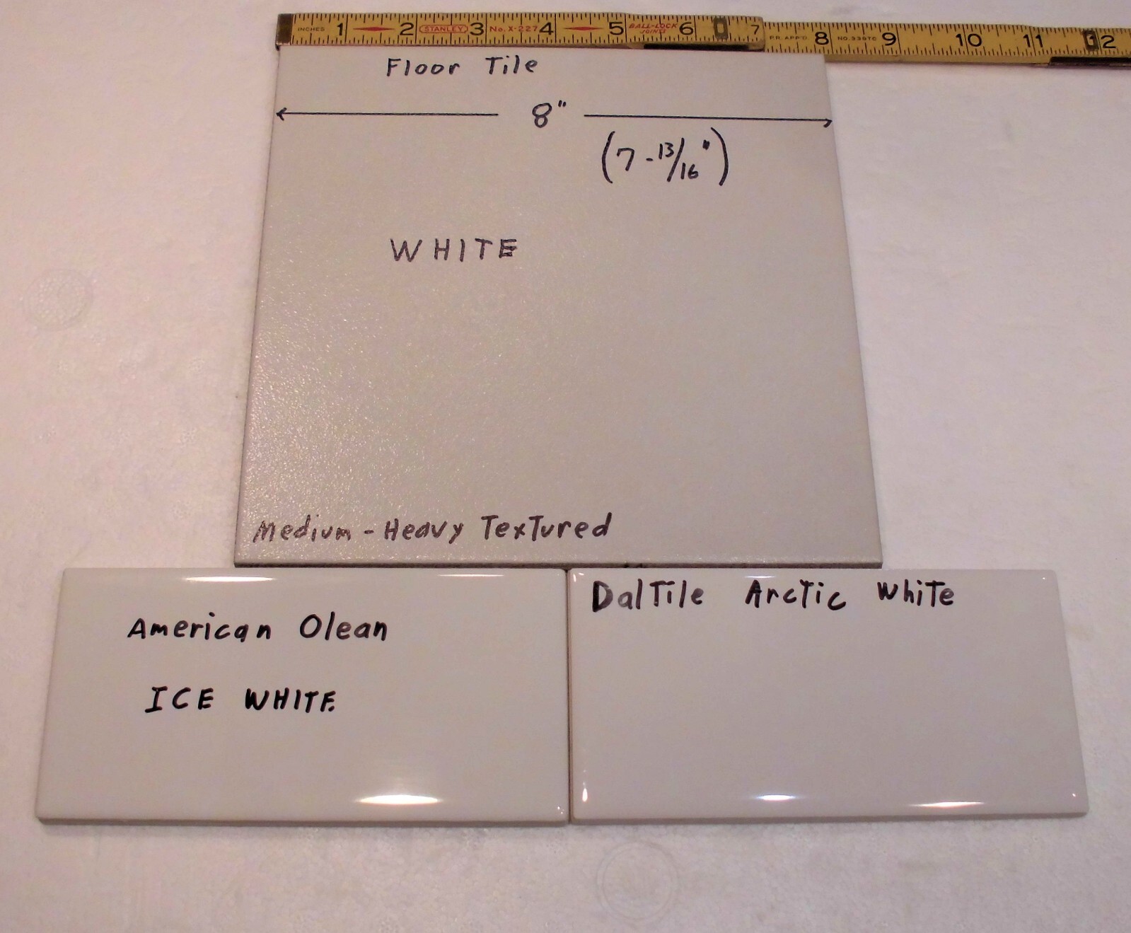 1 pc. Floor White: Ceramic Tile 8″ X 8″ Medium-Heavy Textured: New Stock, Mexico