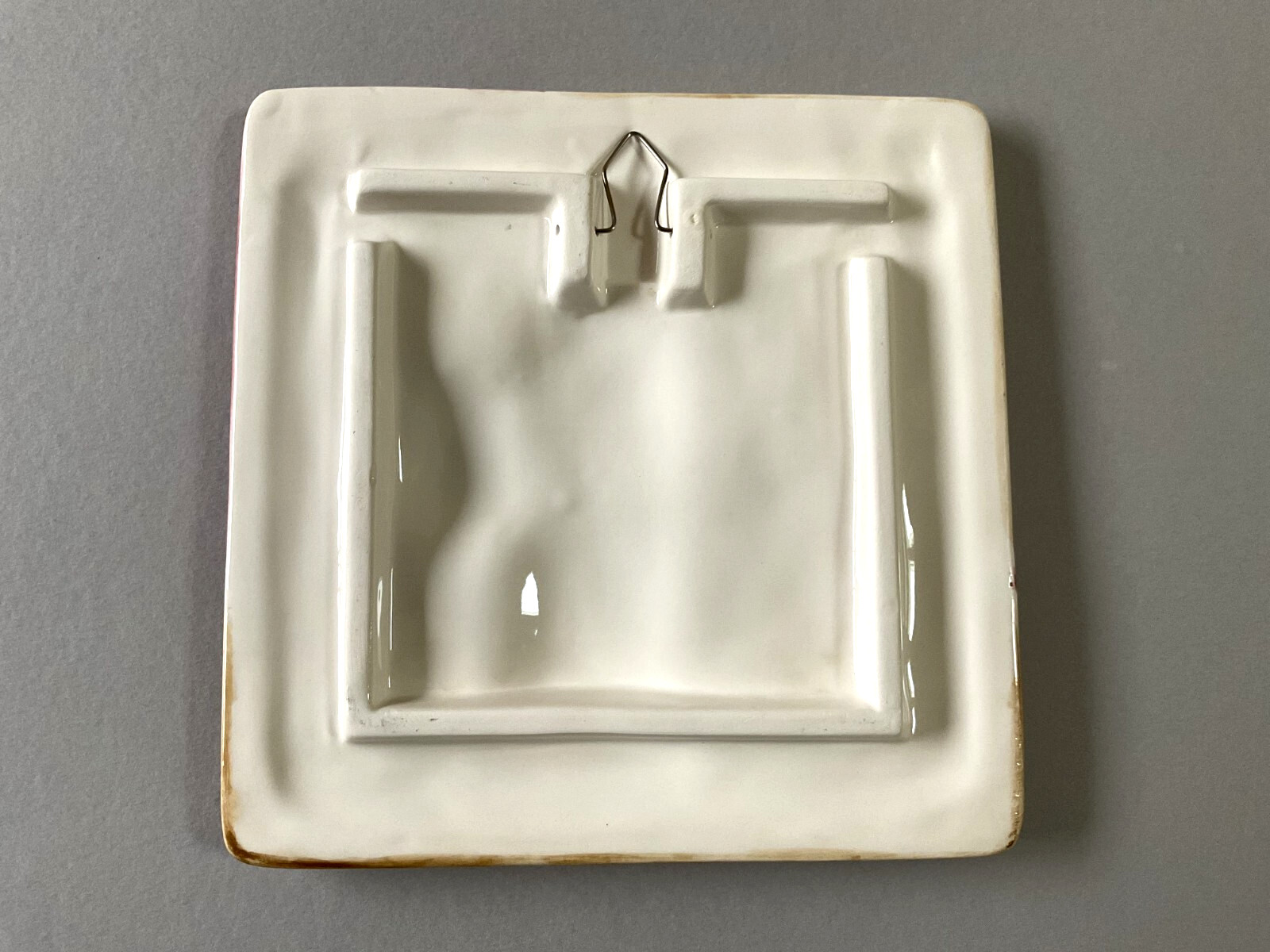 A Raised Relief Ceramic Wall Tile/ Trivet with a Wine Theme 7 1/2″ x 7 1/2″