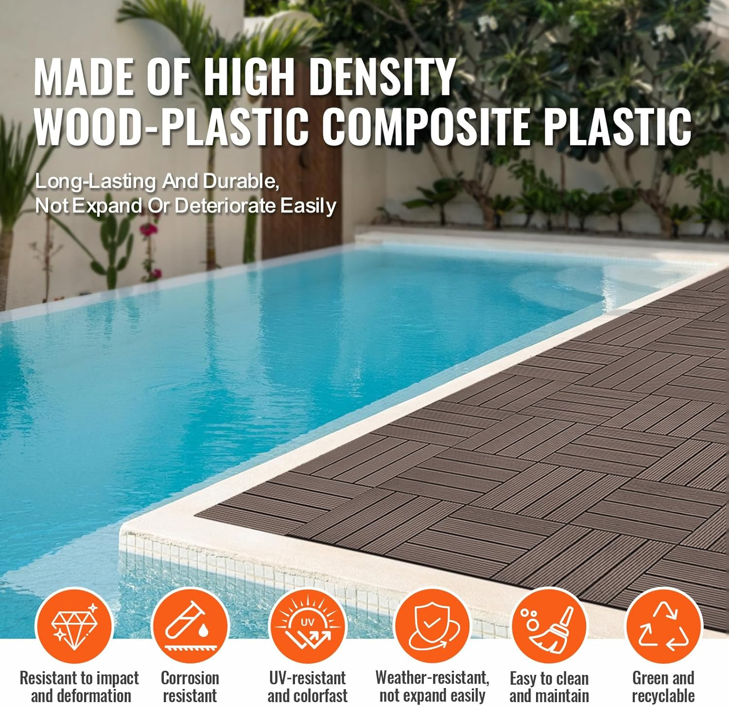 Waterproof Interlocking Deck Tiles, 27 Pack, 12″x12″, Dark Grey Outdoor Flooring