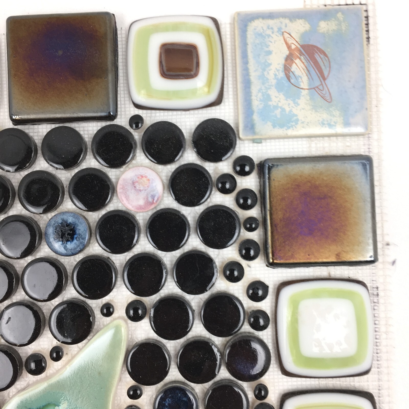 Tile Mosaic Panel, Ready To Install, Ceramic Glass Handmade Vintage 12.5 x 16