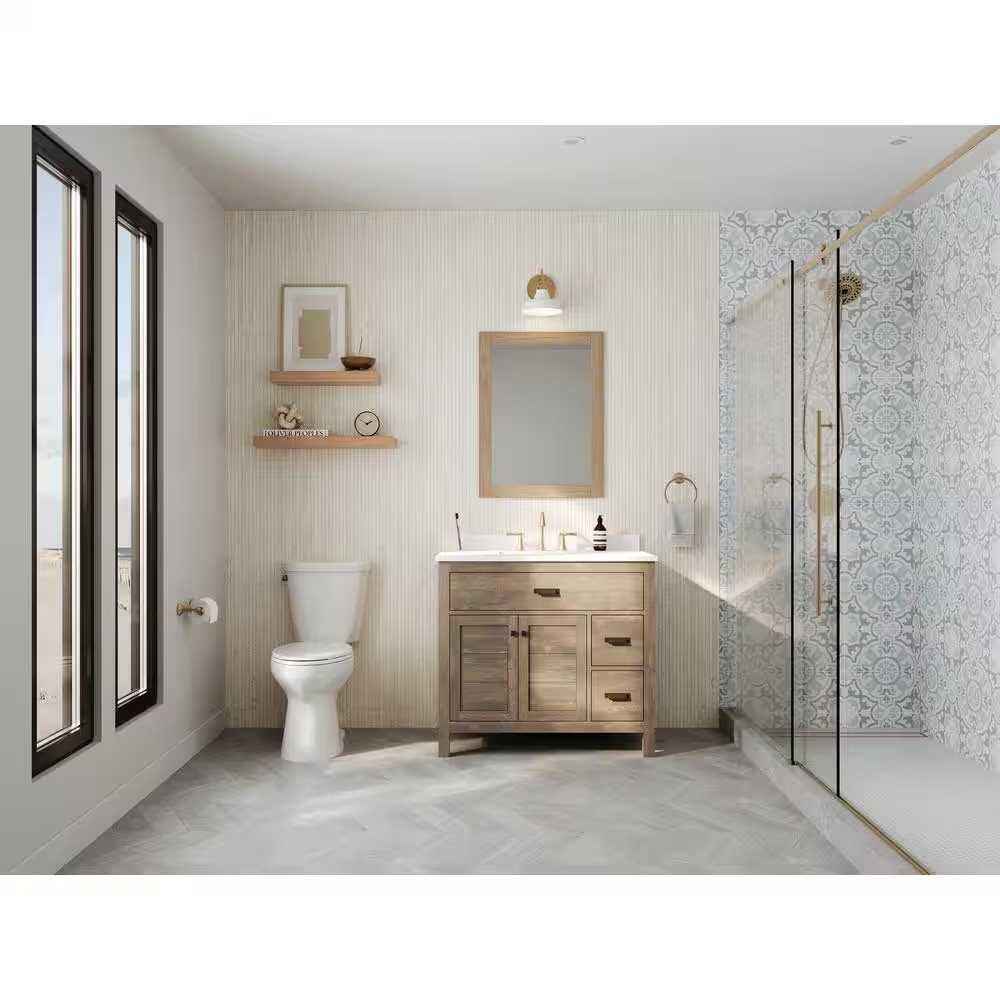 Montgomery Ribbon White 24 In. X 48 In. Matte Porcelain Floor and Wall Tile (15.