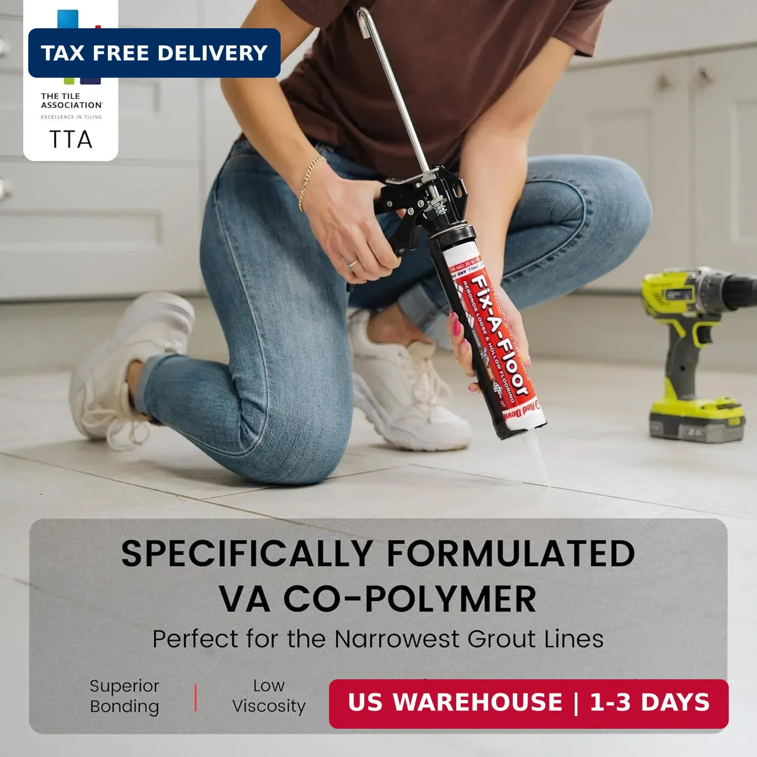 The Original Fix-A-Floor Loose Tile Repair Adhesive – Tile, Porcelain, Ceramic,
