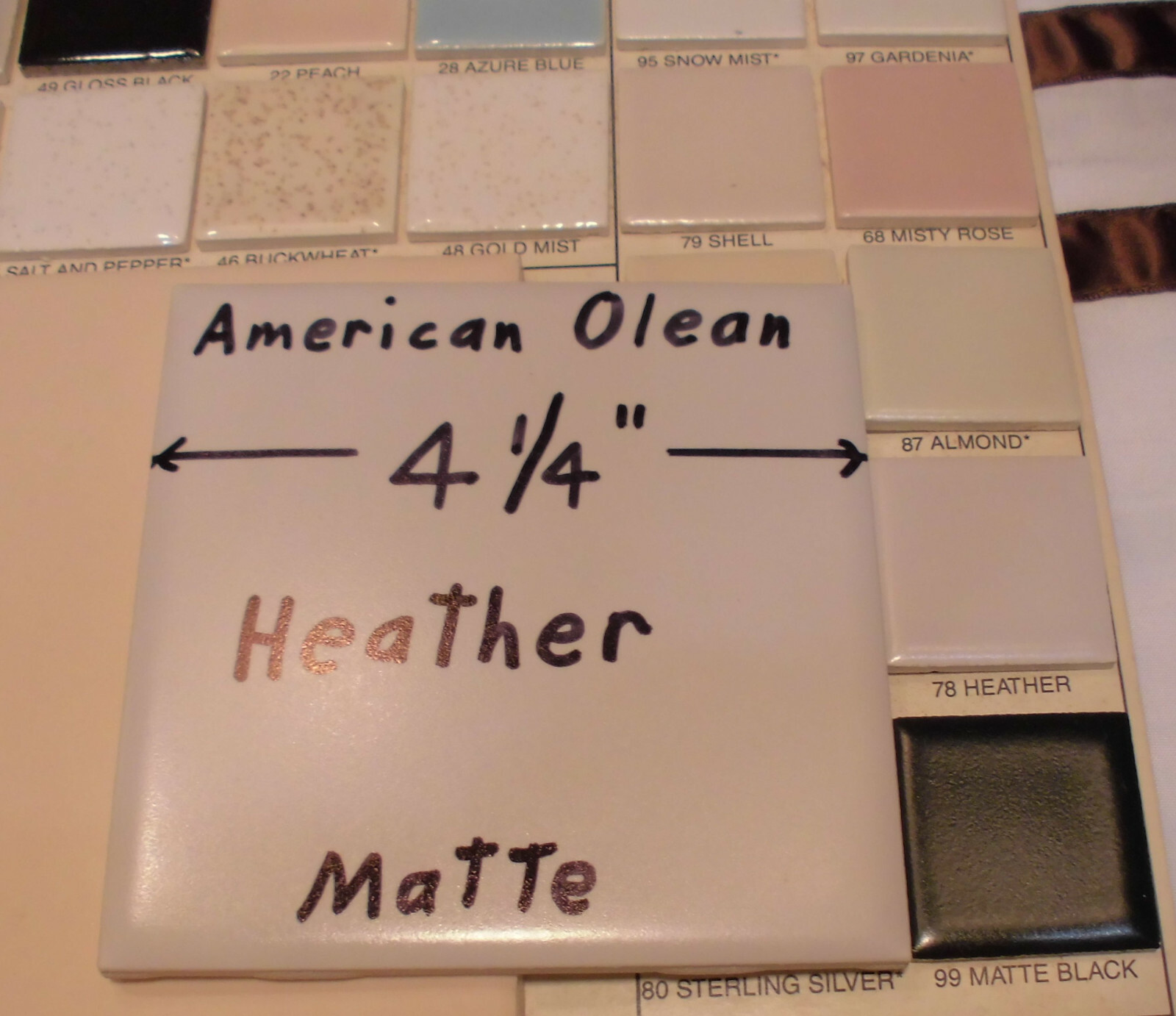 1 pc. Vintage Matte Ceramic Tile *Heather* American Olean Co. 4-1/4″ Pinkest?
