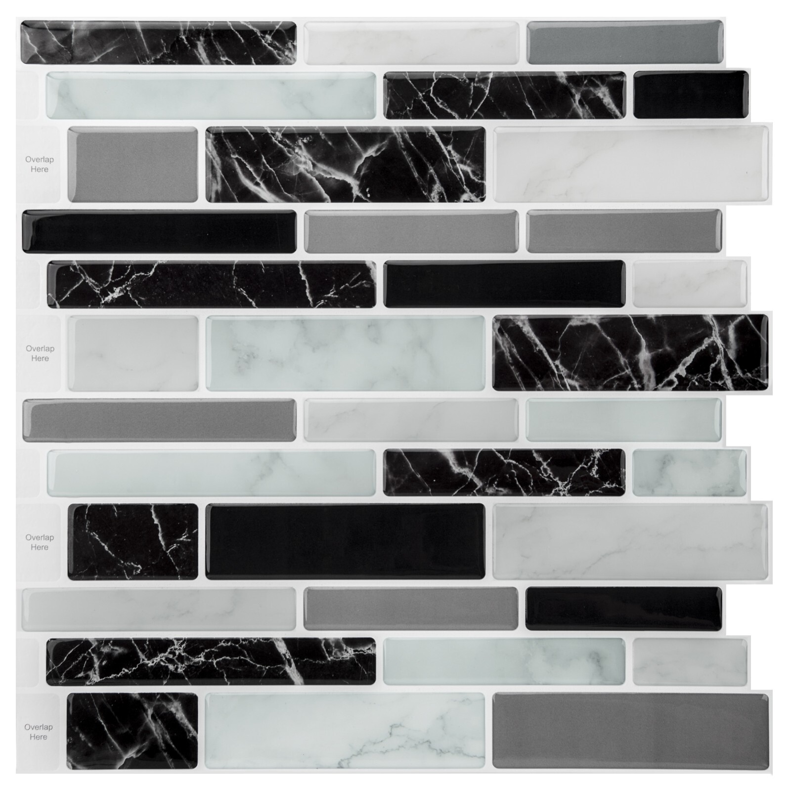 Longking Peel and Stick Backsplash Self-Adhesive Wall Tile Marble Stone 20-Piece