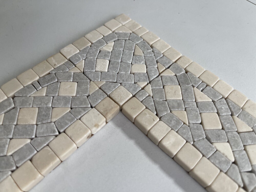 B4657T Marble Mosaic Border Listello Tile Quadra Sienna 2.25×12 Tumbled
