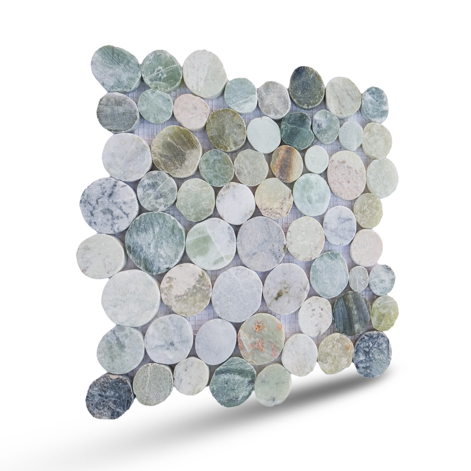 Sea Green Penny Round Pebble Mosaic Wall & Floor Tile ($14.57/SqFt)