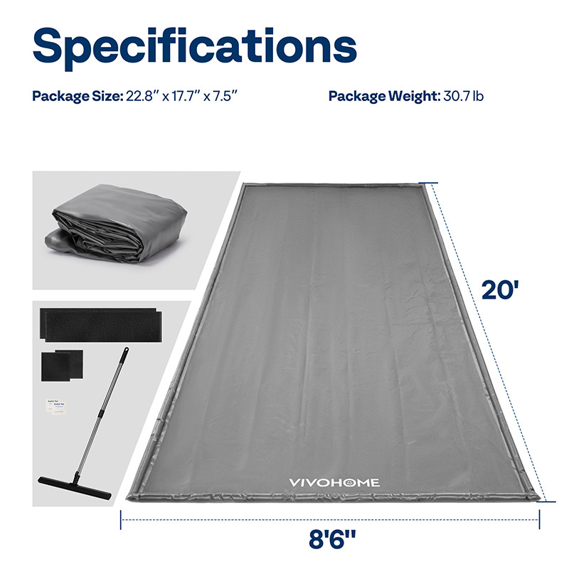Garage Containment Mat 8.6x20FT Waterproof Floor Mat Snow Melt Water Catch Car