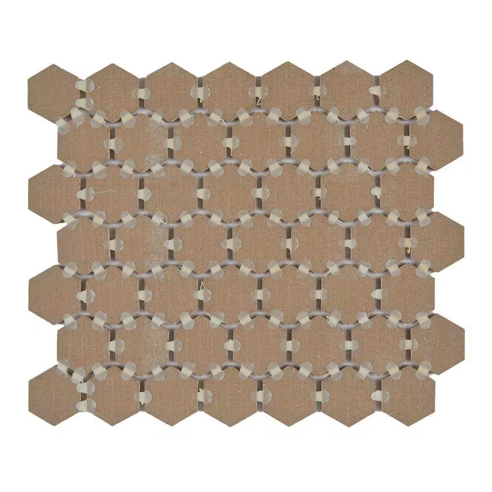 Moroccan Concrete Terra Cotta 11 In. X 10 In. Glazed Ceramic Hexagon Mosaic Tile