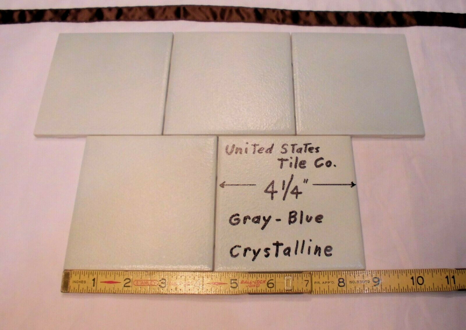 5 pcs. *Gray-Blue* Ceramic Tiles 4-1/4″ Crystal Glazed – Prestige, New Stock