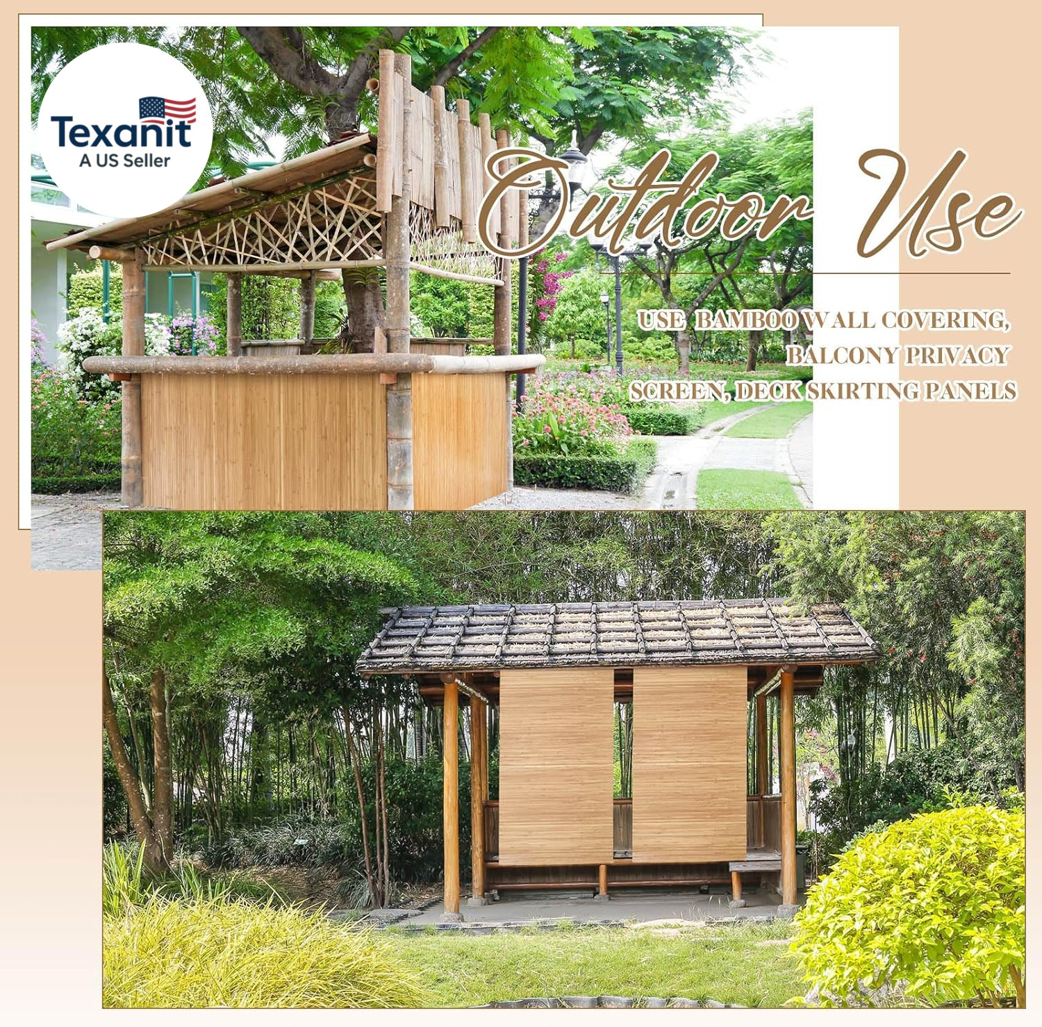 2 Pcs Natural Bamboo Wall Panel for Interior Wall 48”X96” Bamboo Covering Rene