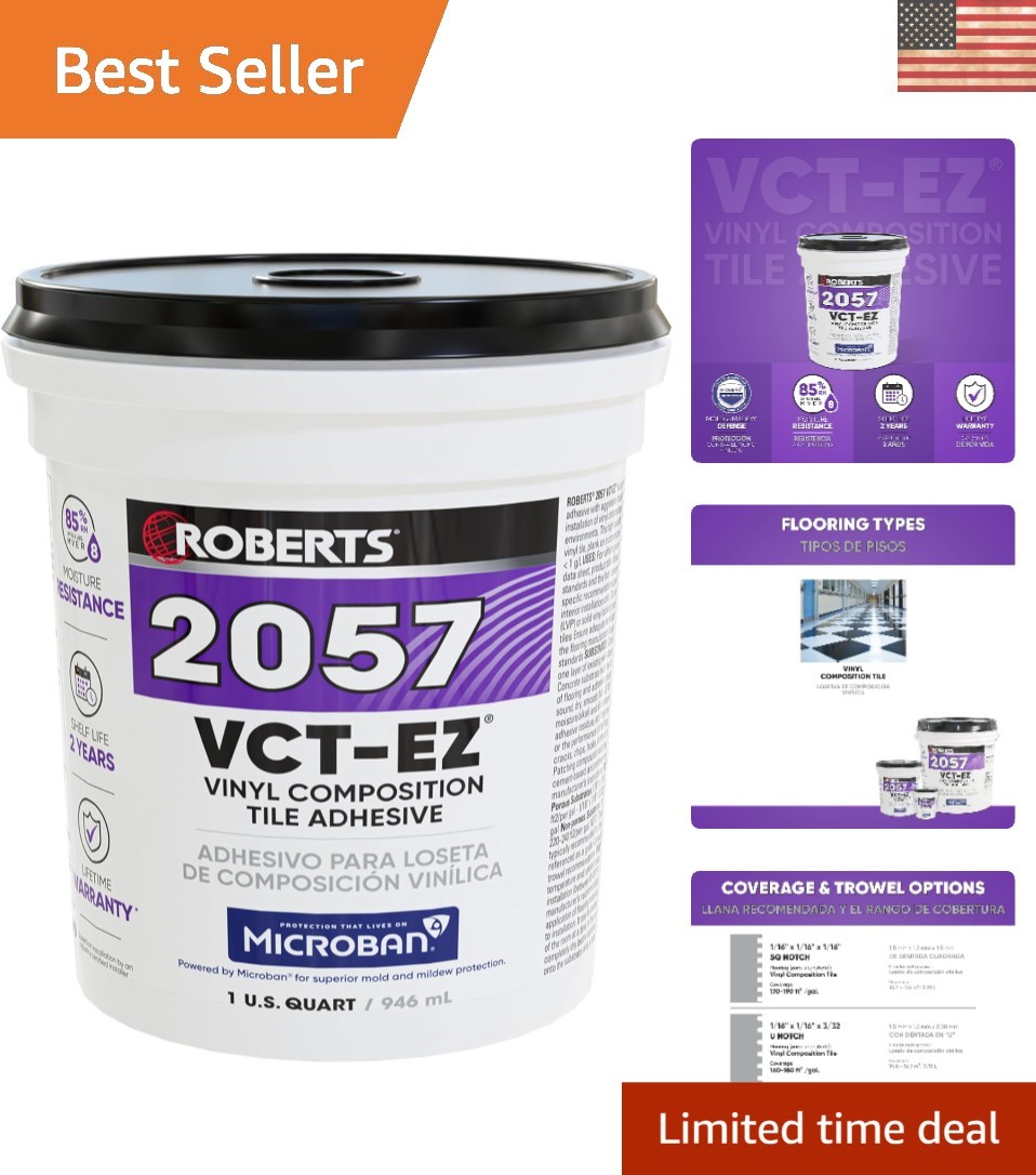 Versatile 1 Quart Vinyl Tile Adhesive – Ideal for Indoor & Commercial Use