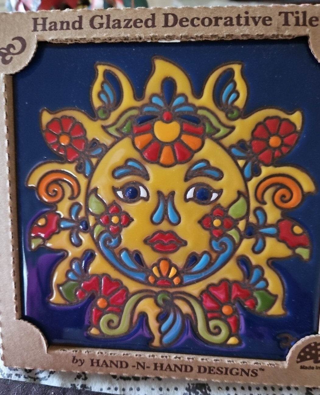 Set Of 3 Hand N Hand Designs USA Hand Glazed Decorative Tiles 6″x6″ NEW