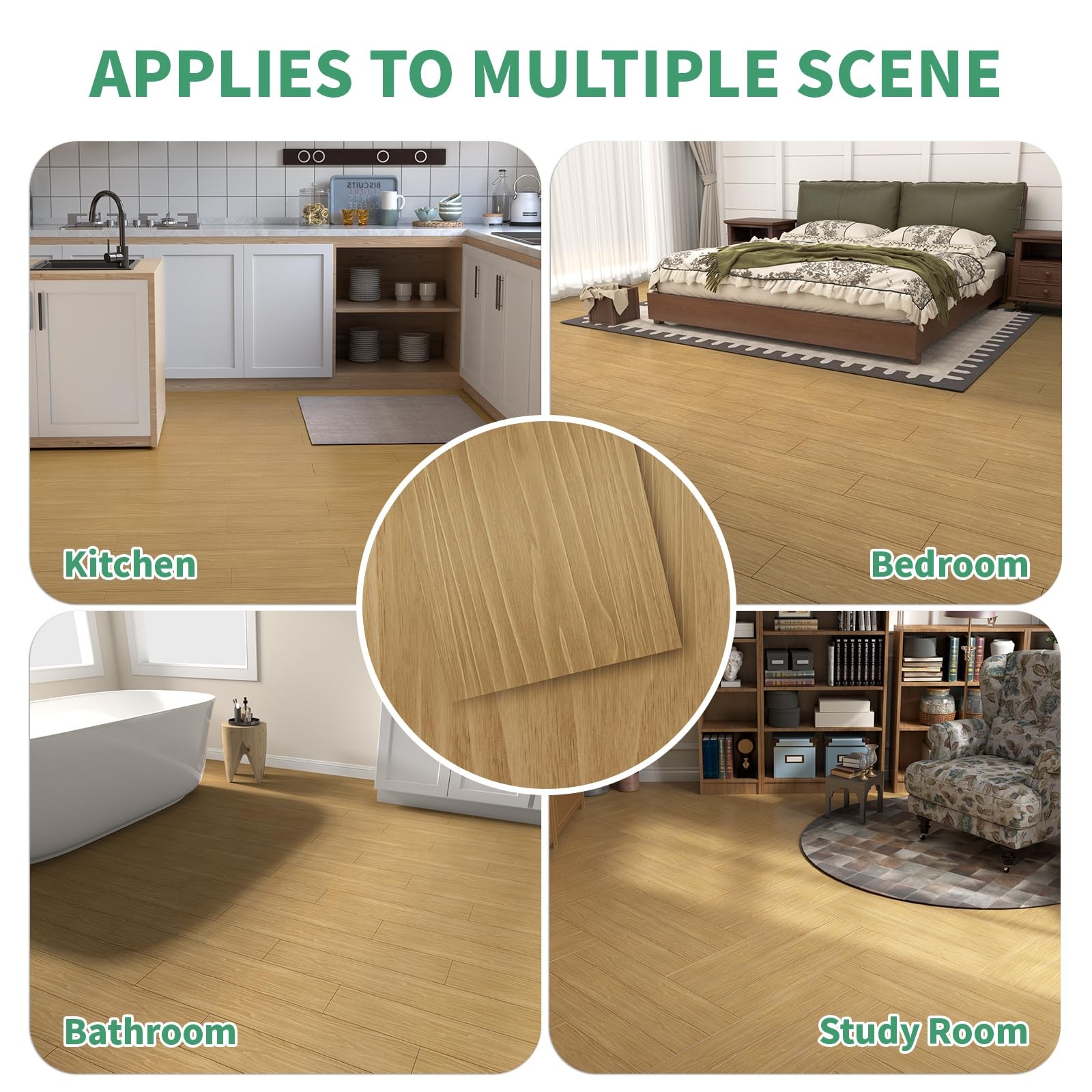 54 Sq.Ft. Peel and Stick Vinyl Floor Tiles 36″ x 6″ Wood Look Planks, 36 Pack…