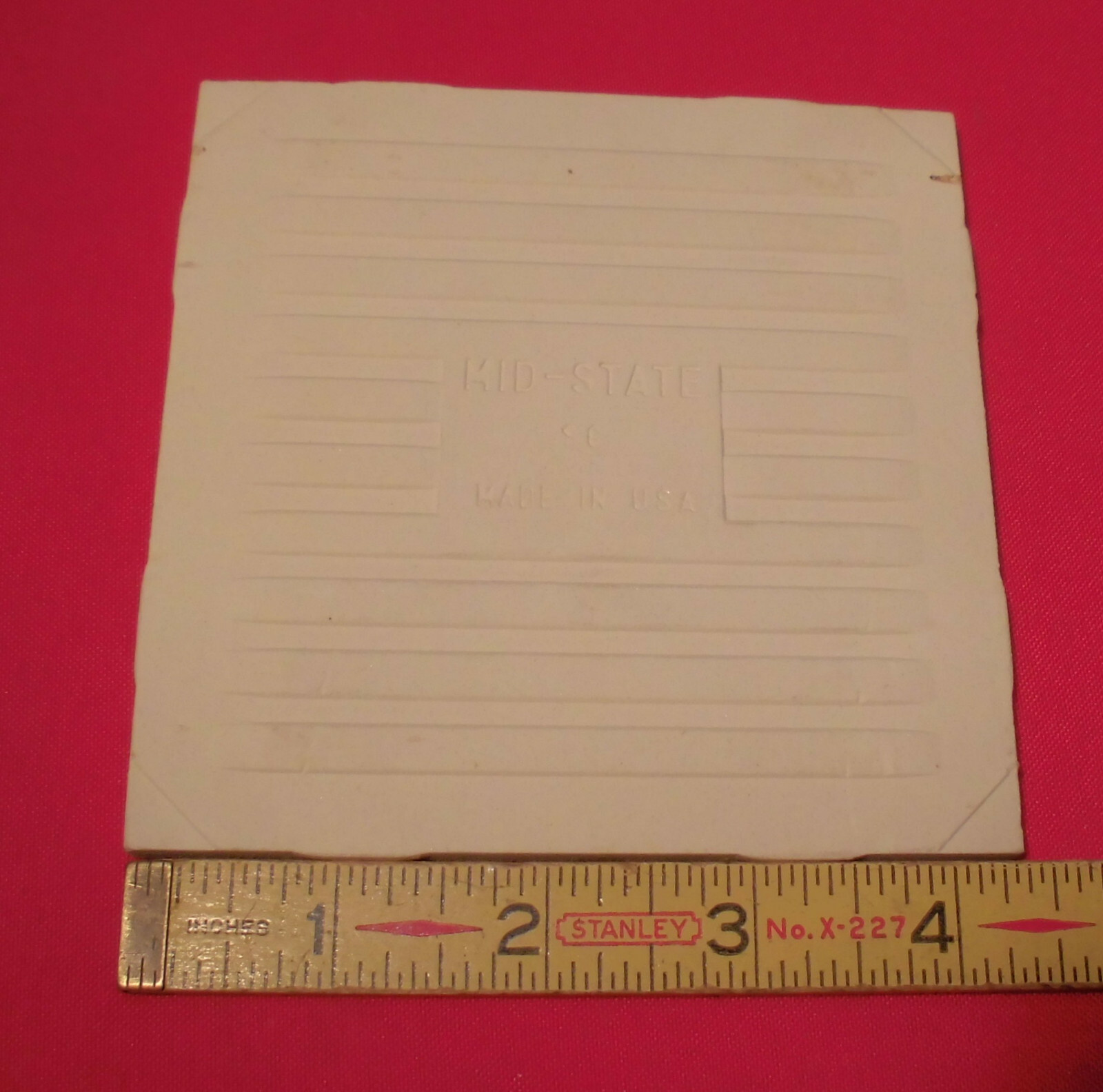 1 pc. Matte *Pinkest-Off white* Ceramic Tile 4-3/8″ by Mid-State; light textured