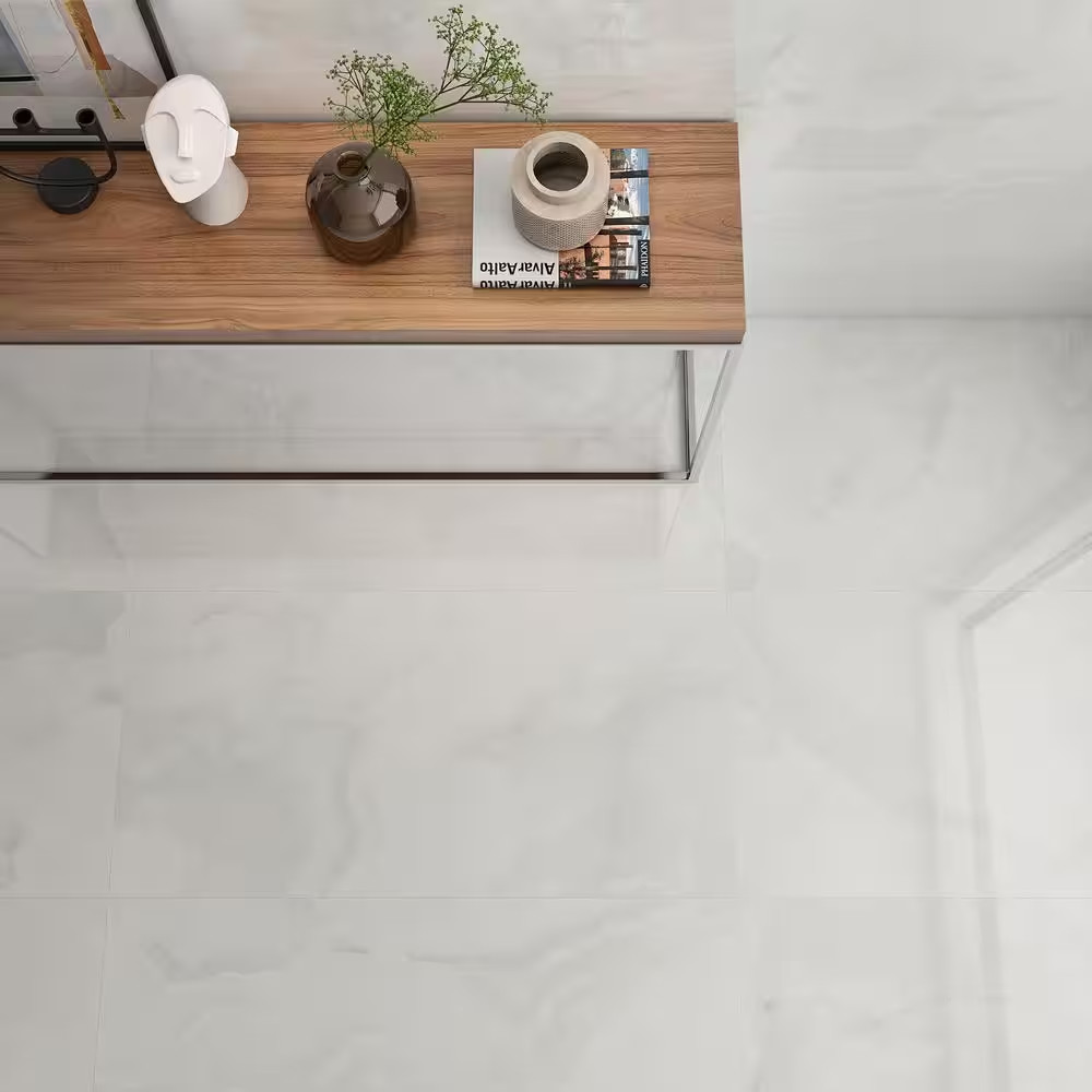 Jume Onyx White 24 In. X 48 In. Polished Porcelain Floor and Wall Tile (15.49 Sq