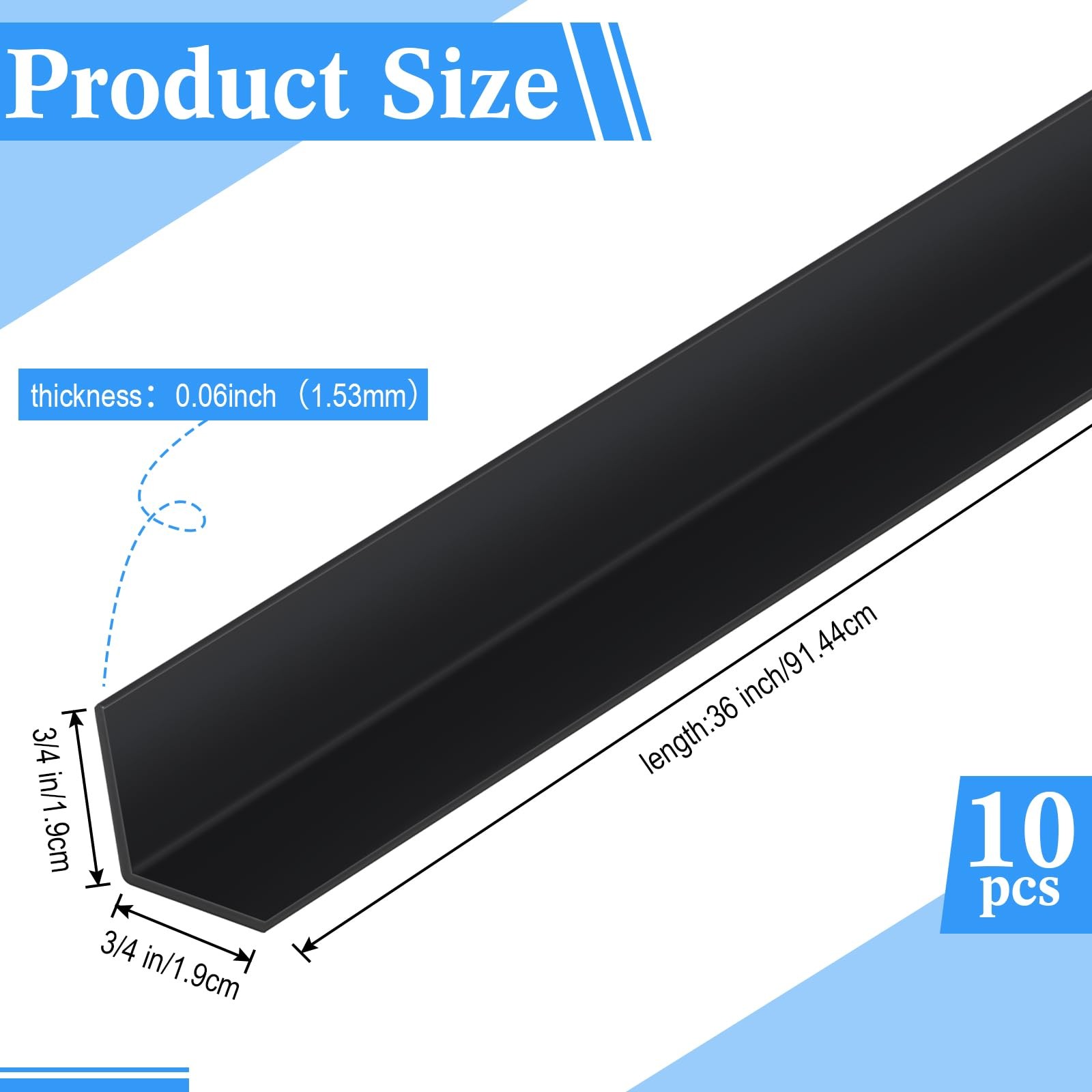 Sasylvia 10 Pcs Wall Corner Protector Guards, Black Vinyl 3/4 x 36 Inch Corne…