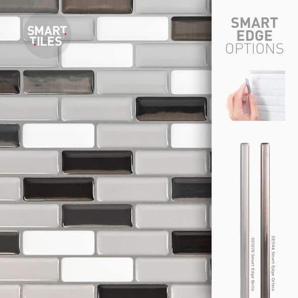 smart tiles Murano Metallik Gray Vinyl Peel and Stick Tile (2.38 sq.ft/ 4-pack)