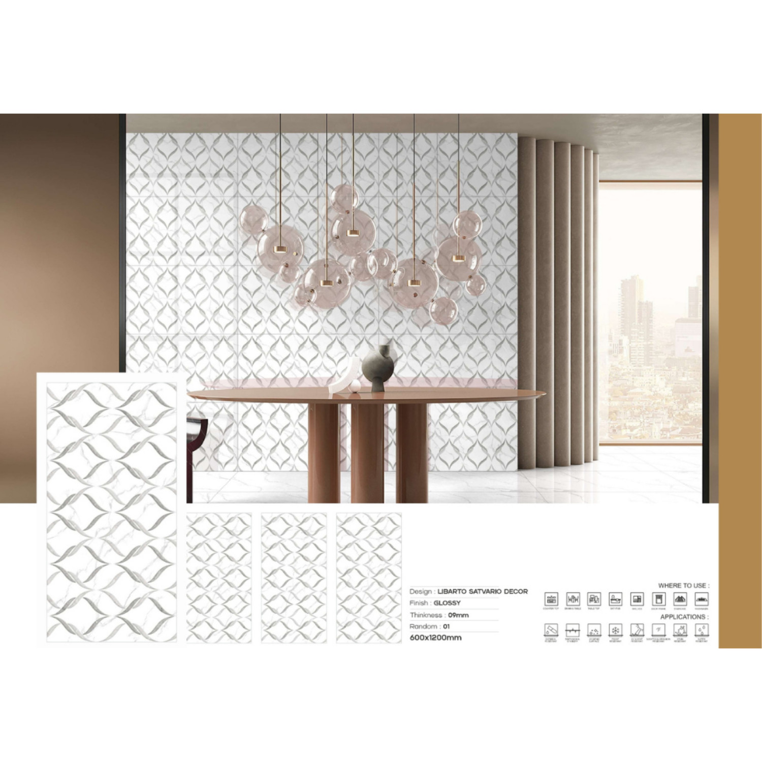 My Luxury Flooring MK GLOSSY Librato Satvario Decor Porcelain Tiles – 24 x 48 In