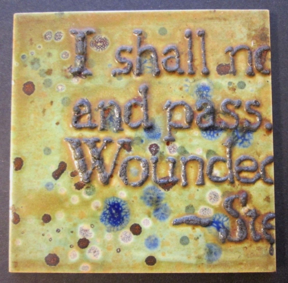 Ceramic Art Tile “BURY MY HEART AT WOUNDED KNEE” Folk Art ~ Hand Painted