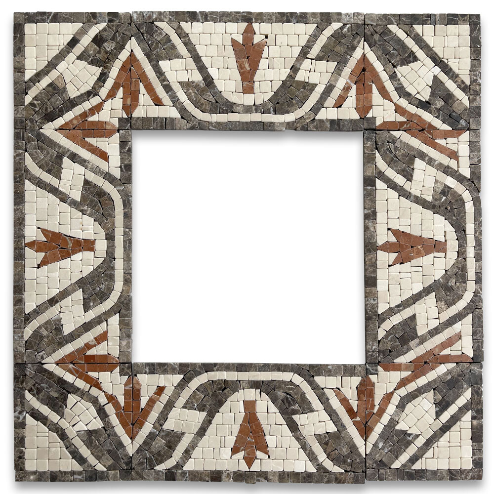 B4676T Marble Mosaic Border Listello Accent Deco Tile Leaf Red 4×8 Tumbled