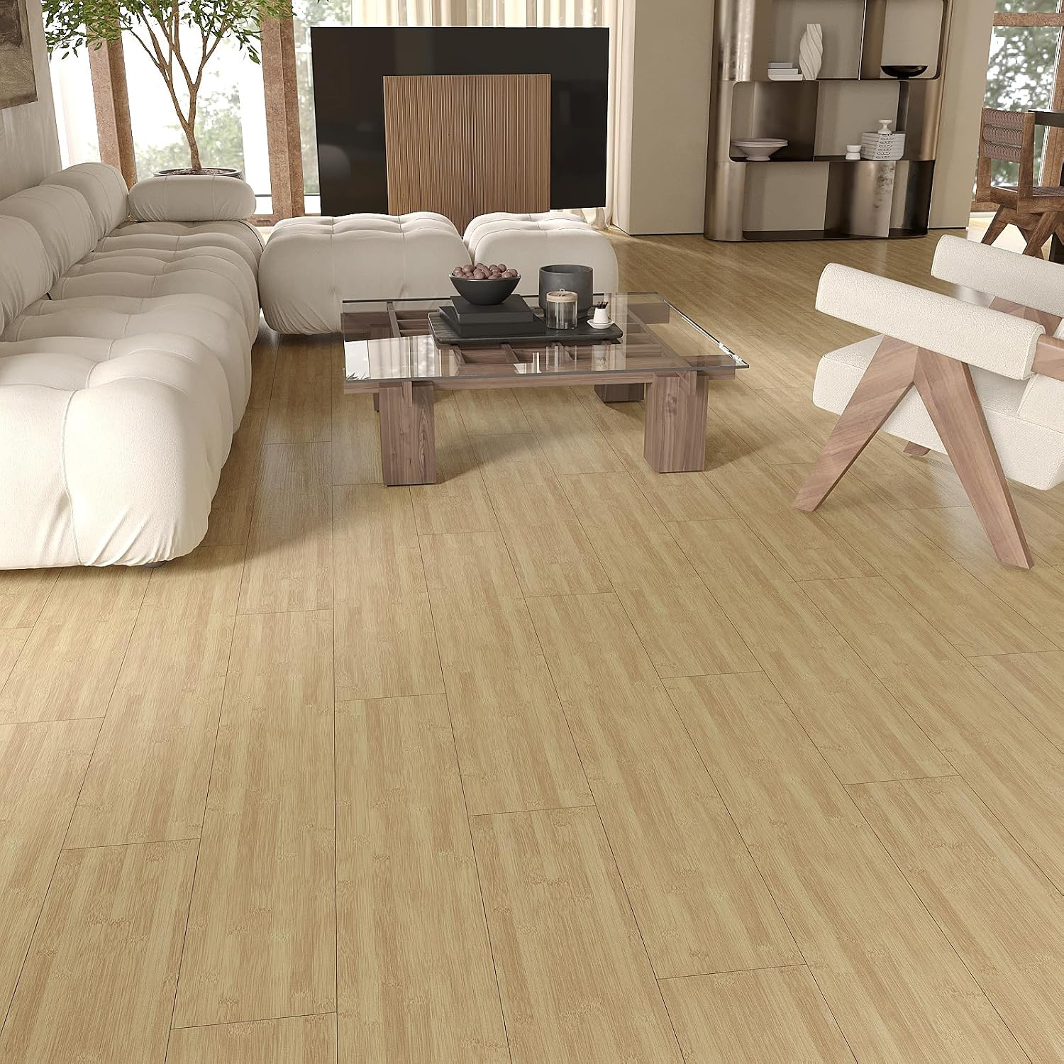 Natural Bamboo Peel and Stick Flooring Waterproof Vinyl Plank Flooring 16-Pack 2
