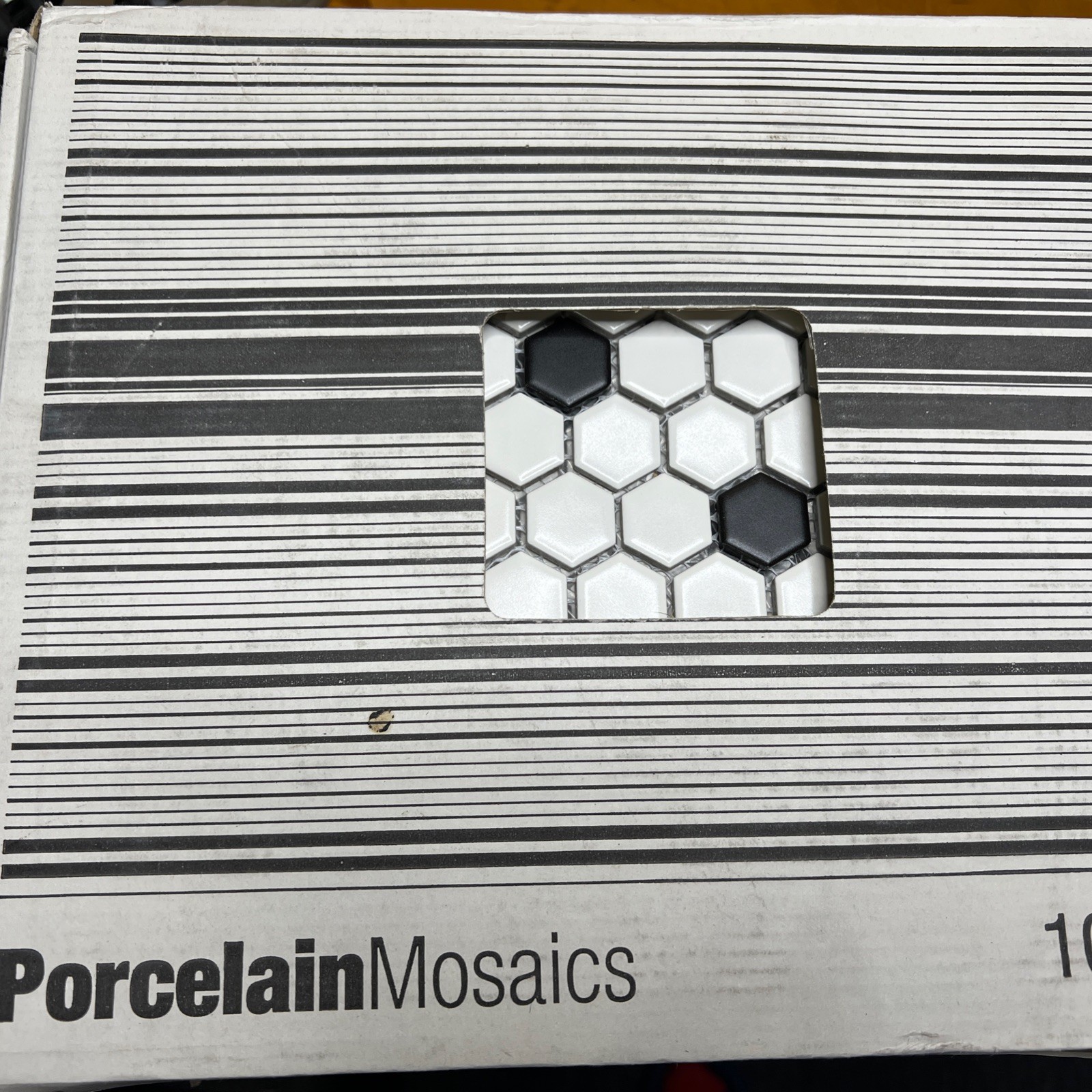 Soho White w Black Matte Hexagon Porcelain Mosaic (10) 12”x 10” Free Shipping