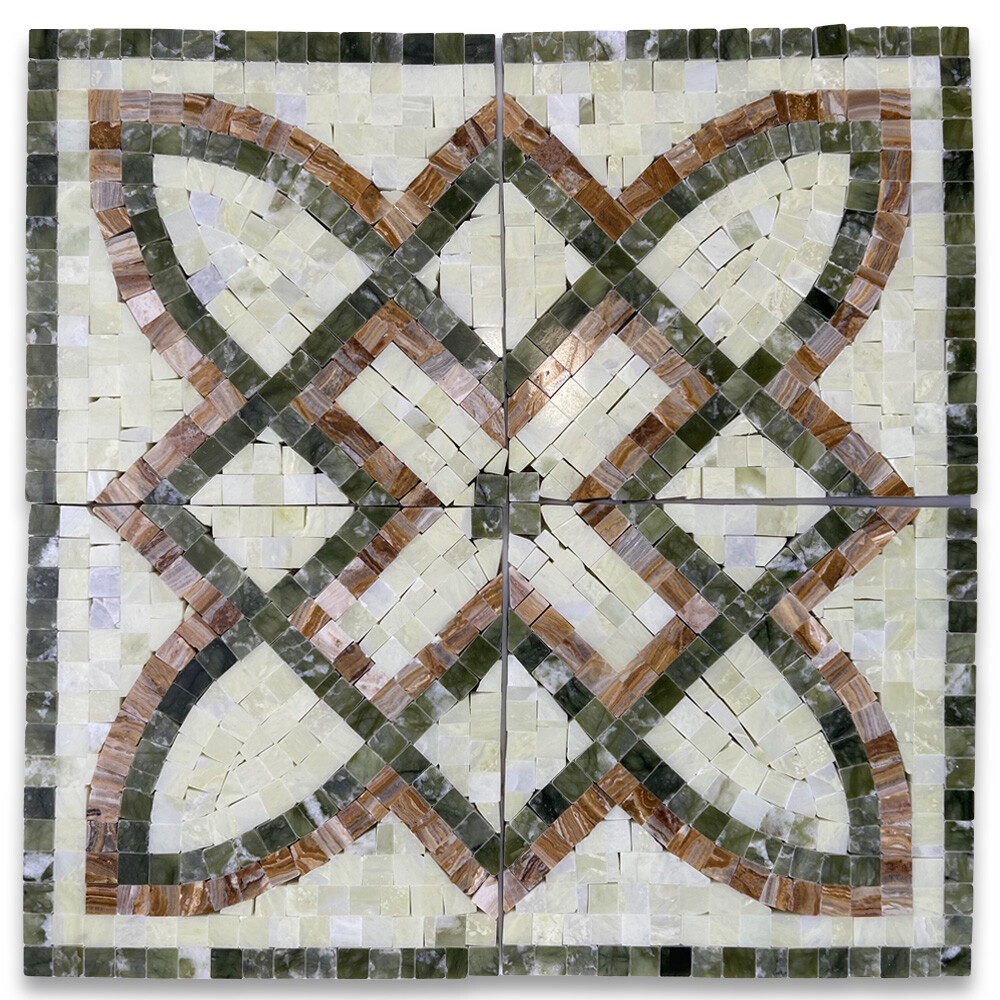 B0011CP Marble Mosaic Border Accent Tile Romanze Green Jade 5.9×5.9 Polished