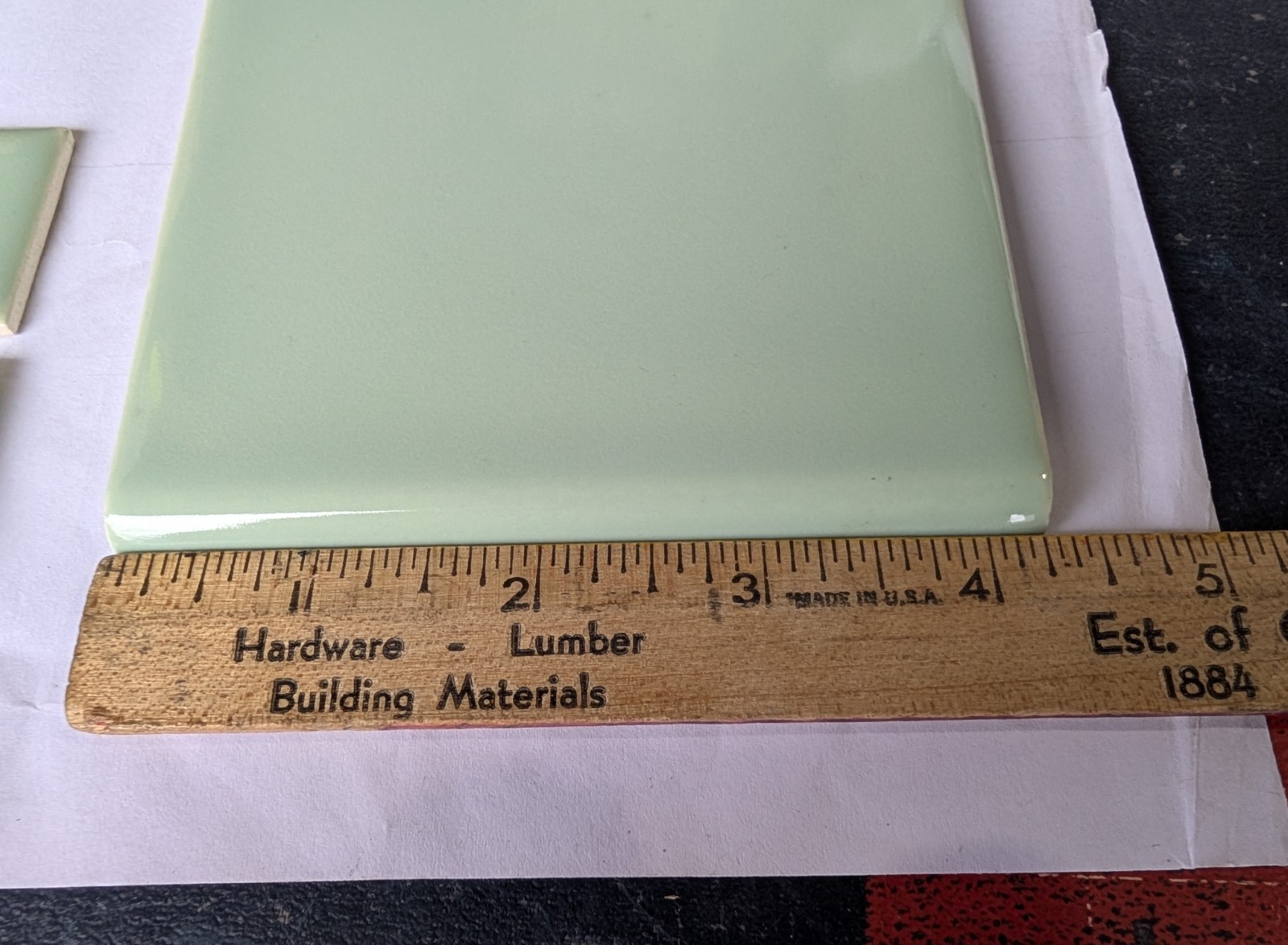 2 Pcs Ceramic Tile #14 Spring Green Double Bullnose Thinset S7449 Parallel Edges