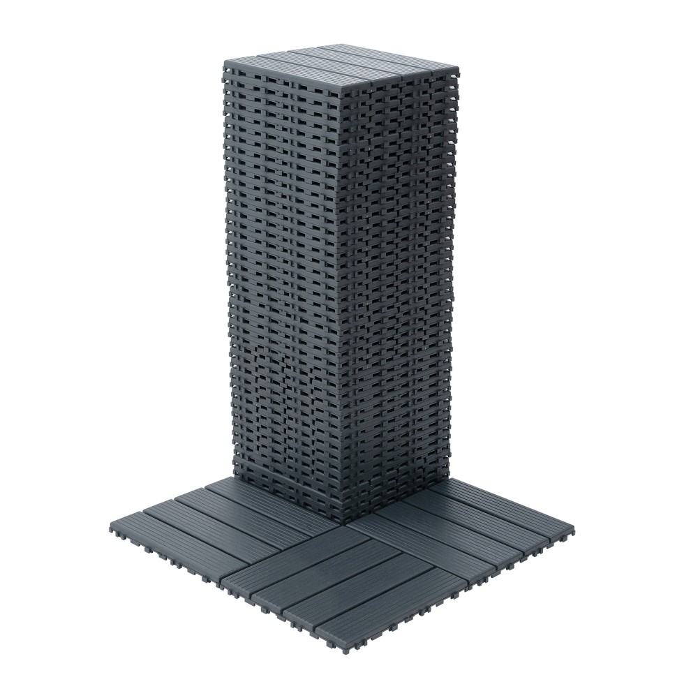 44PC 12″x12″ Interlock Patio Deck Tiles Waterproof Outdoor Flooring Garden Yard