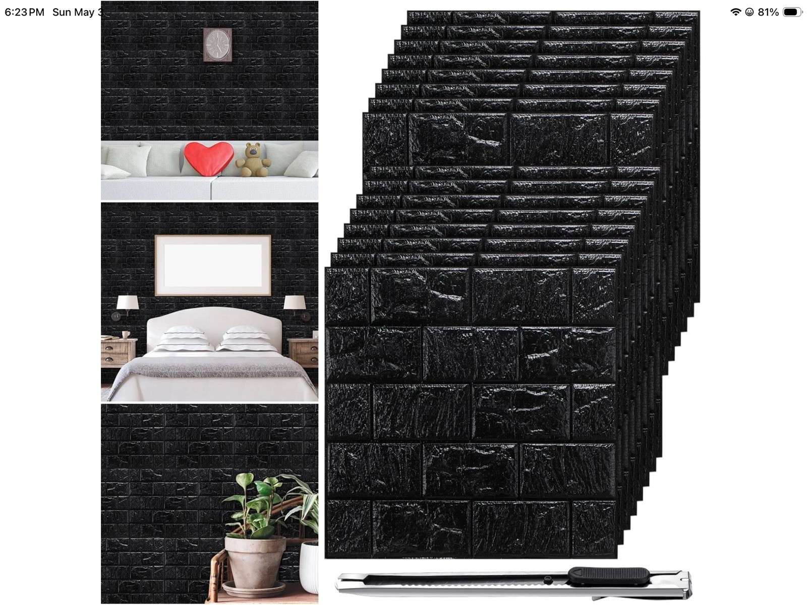 55Pcs 53Sq ft 3D Wall Panels Peel and Stick Faux Foam 3D Brick Wallpaper Fa…
