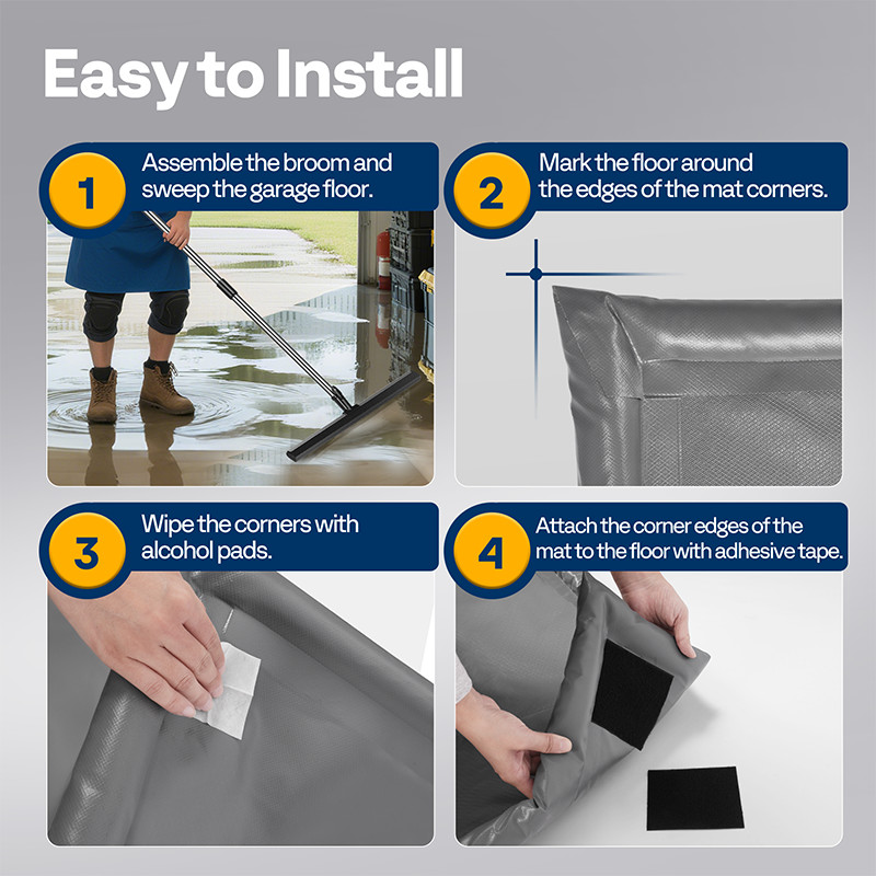 Garage Floor Mat Non-Slip Containment Mat for Waterproof Protection Raised Edge