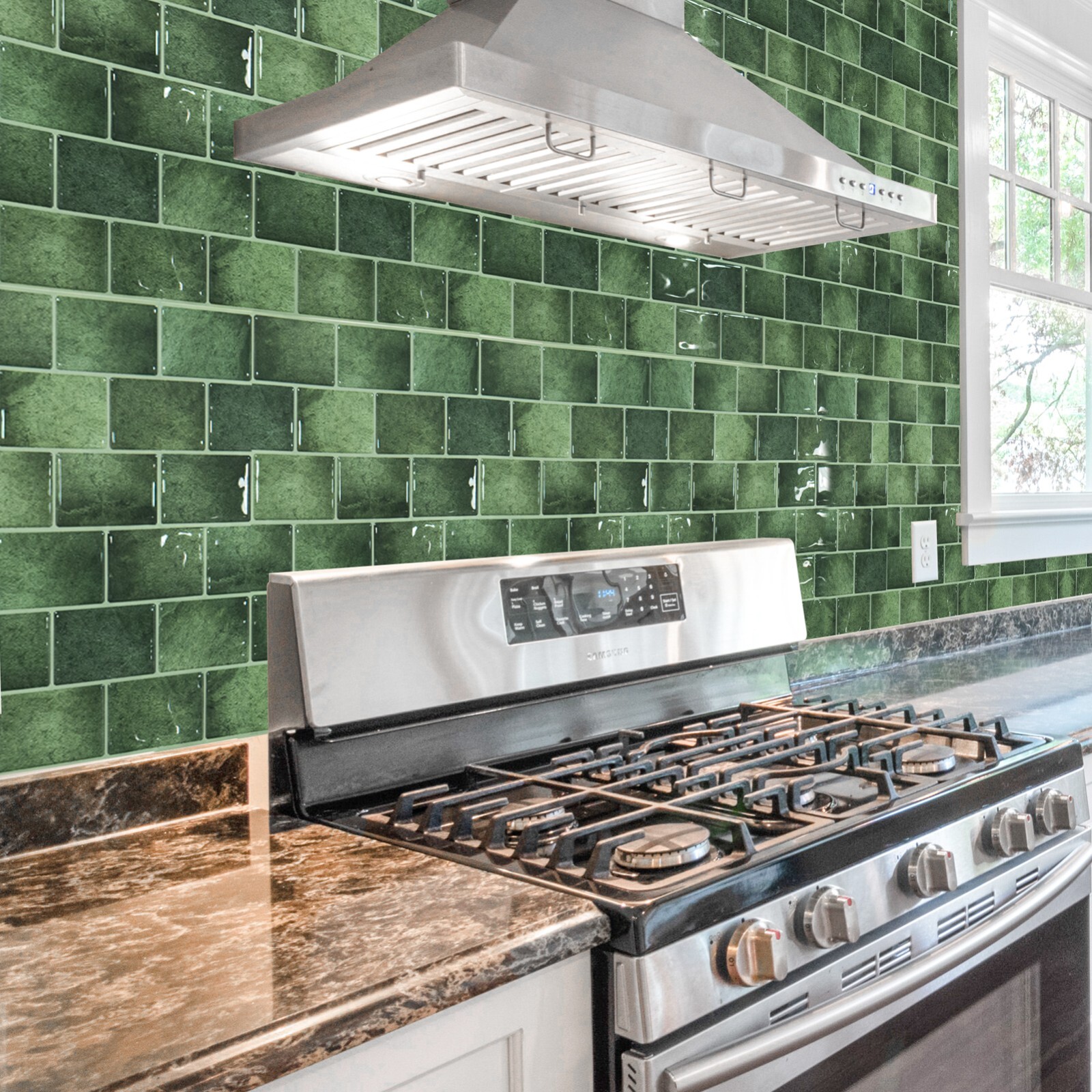 Art3d 20-Pack 12″ x 6″ Peel and Stick Backsplash Tile, Subway Tile in Green