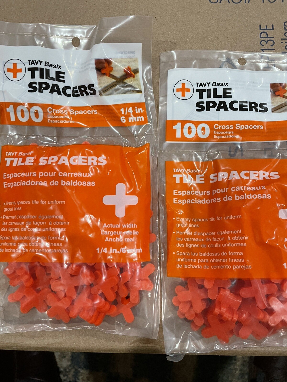 2X 100PC Tavy Basix Cross Tile Spacers 1/4in 6mm Pack Brand New