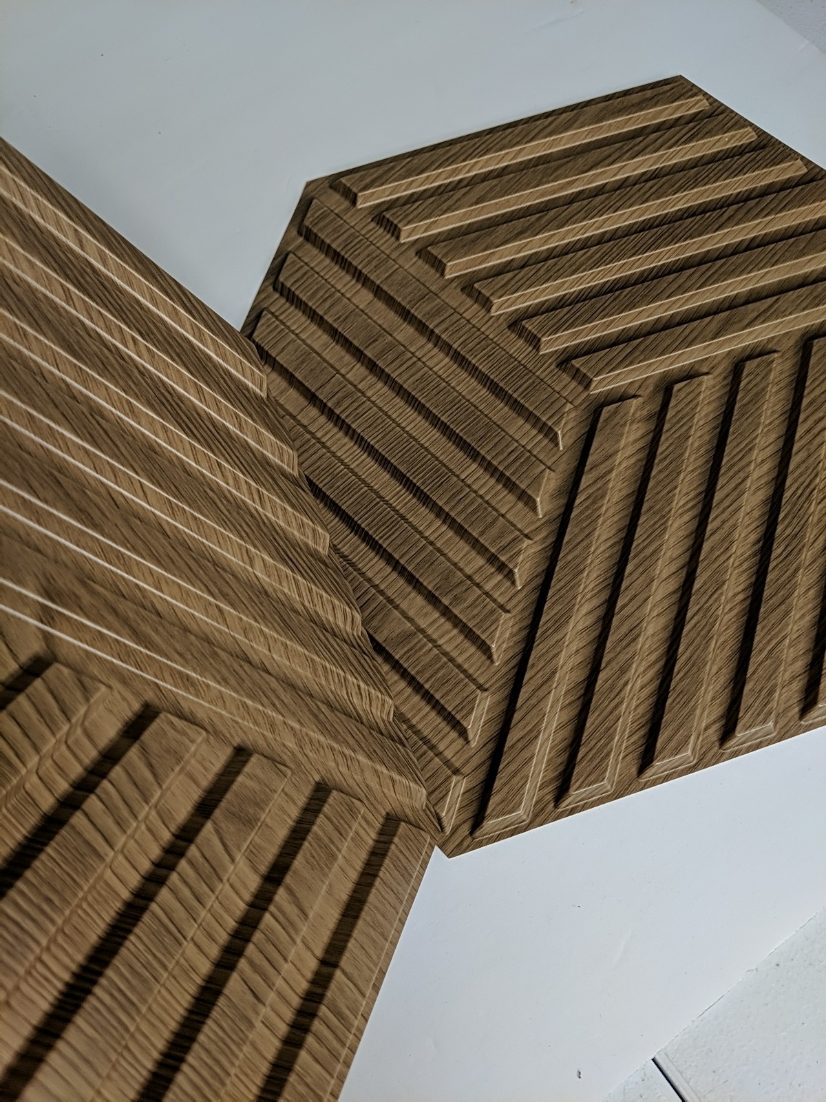 Art3d 33-Pieces 12″ x 12″ 3D Line Cube 3D Wall Panel, 32 Sq.ft/Case WALNUT