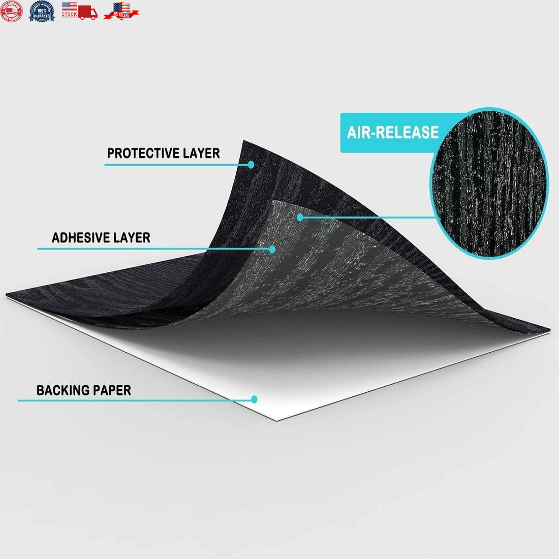 Black Wood Grain Contact Paper Peel Stick Self Adhesive Wallpaper Vinyl Wrap New