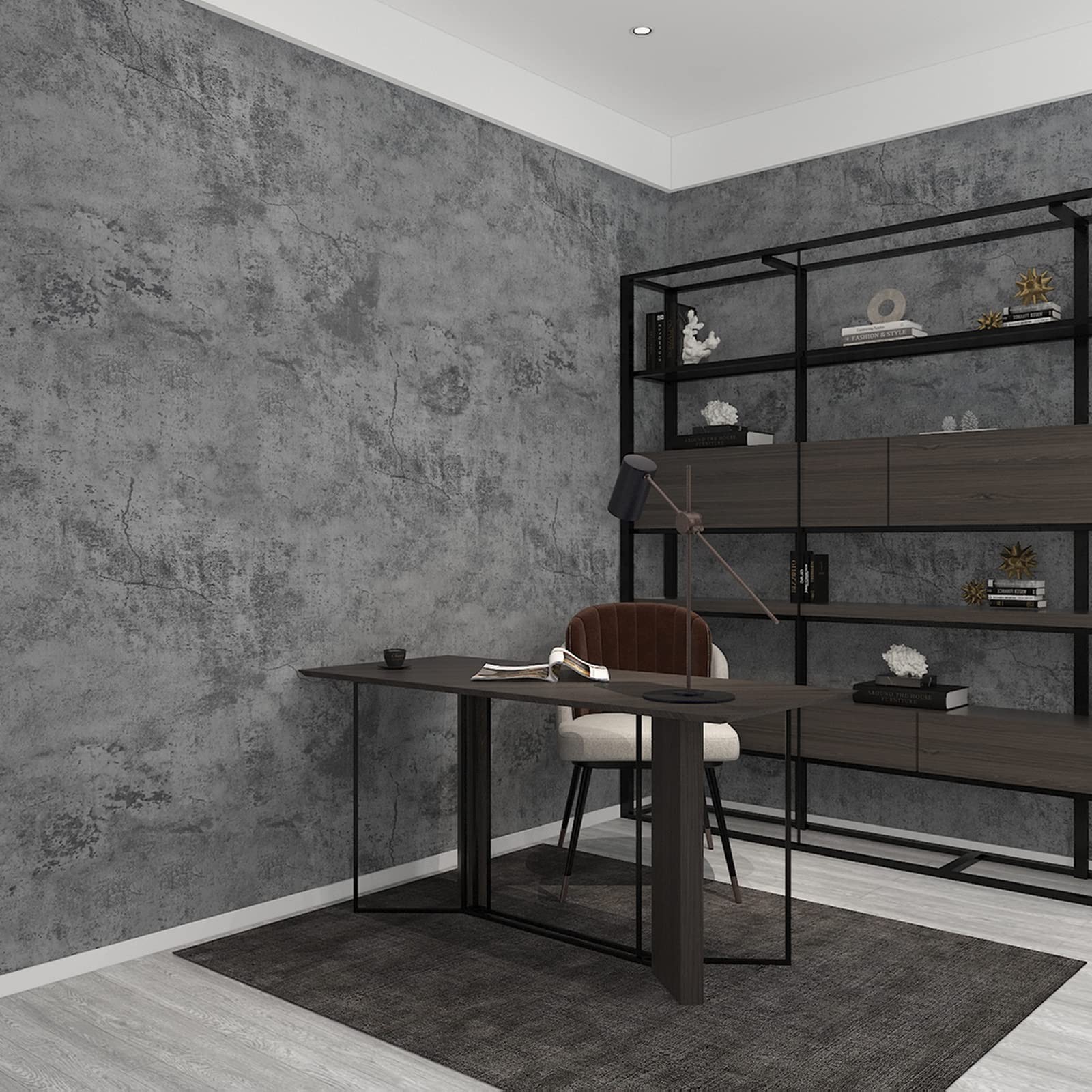 3YECAO 16″×118″ Thick Blue Grey Peel and Stick Concrete Wallpaper 3d Faux G