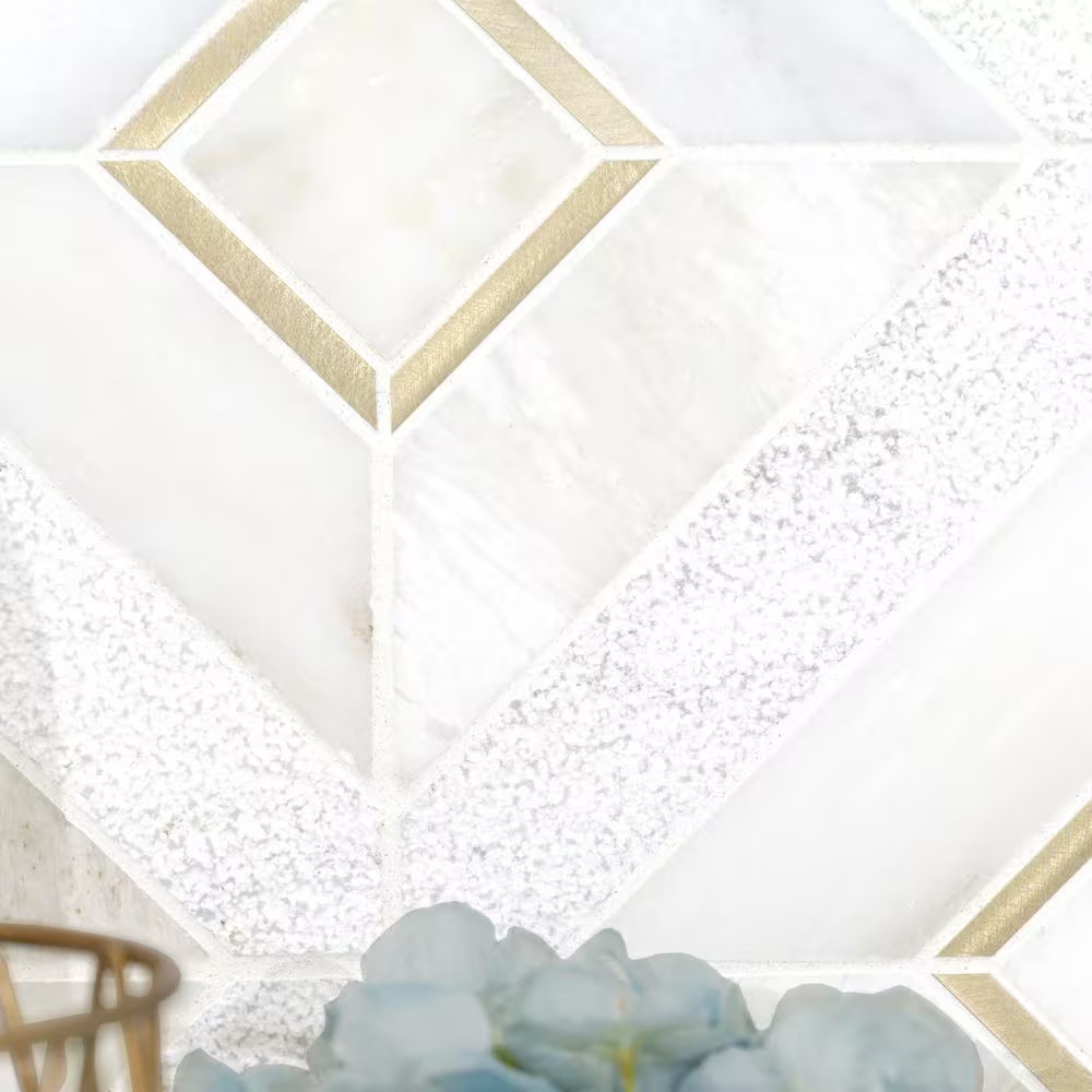 Verona Gold 12 In. X 12 In. Marble/Metal Mesh-Mounted Mosaic Floor and Wall Tile