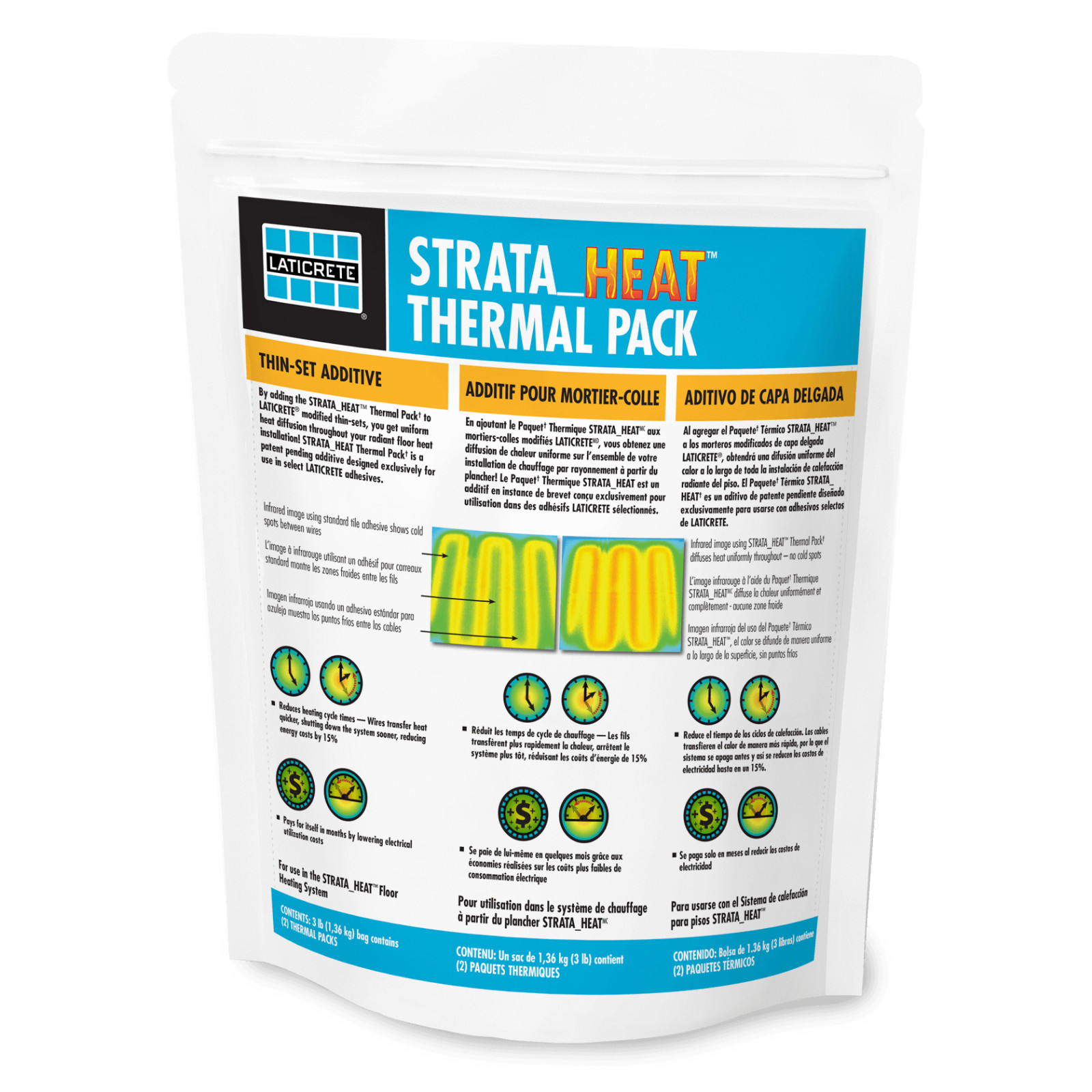 Laticrete Strata Heat Thermal Pack 3 lb Thinset Additive Increases transfusion