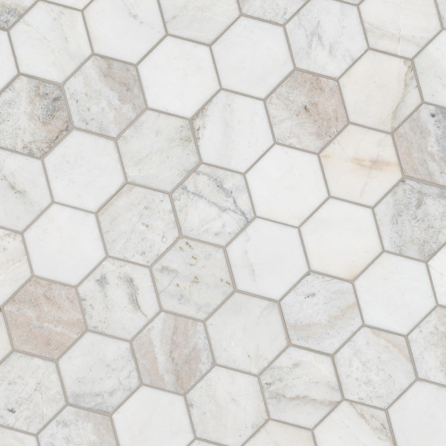 Arabescato Venato White Hexagon Honed Marble Tile for Elegant Spaces