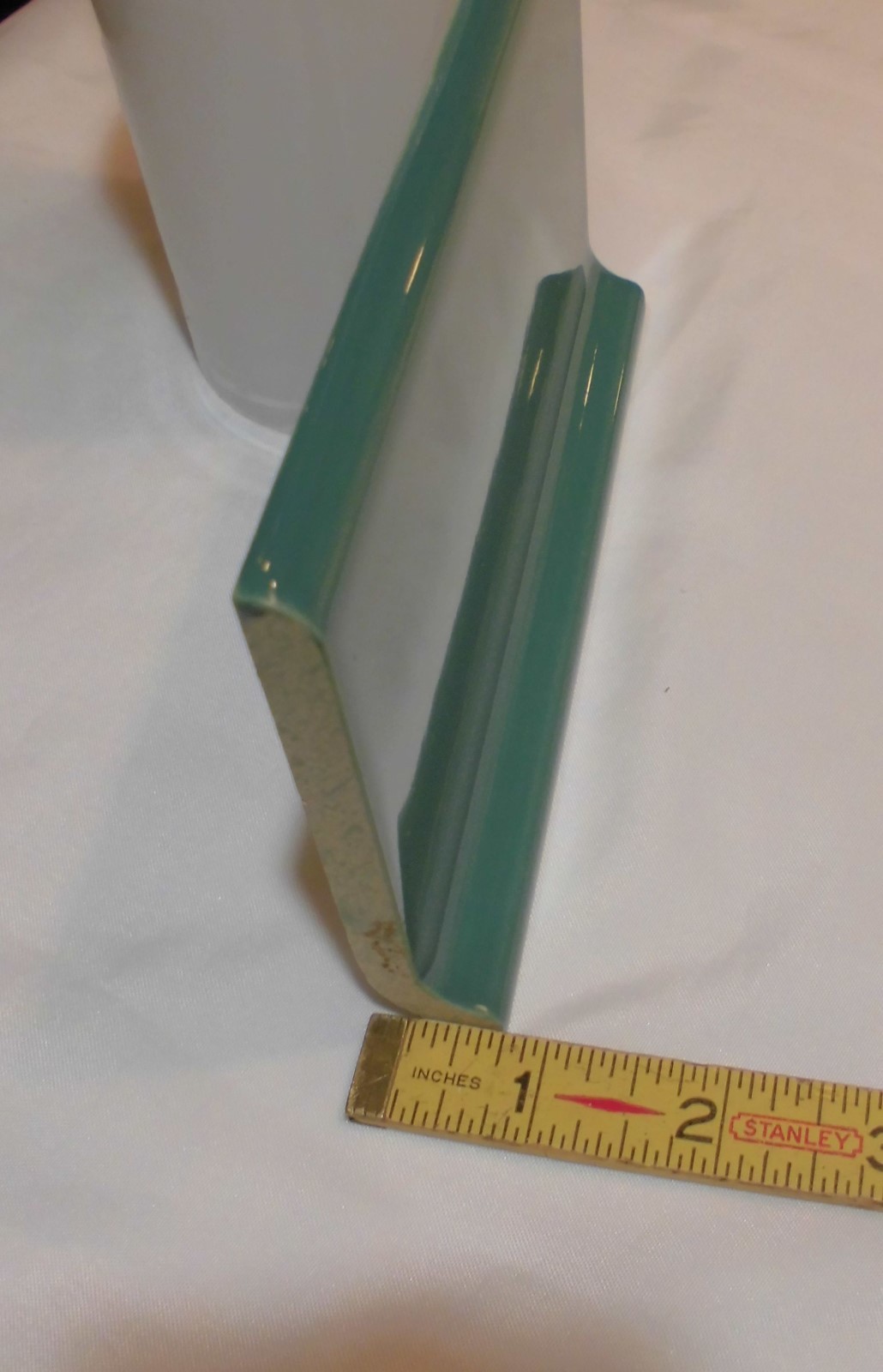 1 pc. Glossy *Pine Green* 4” X 6” Ceramic Cove Base Tile , Bullnose Top “NOS”
