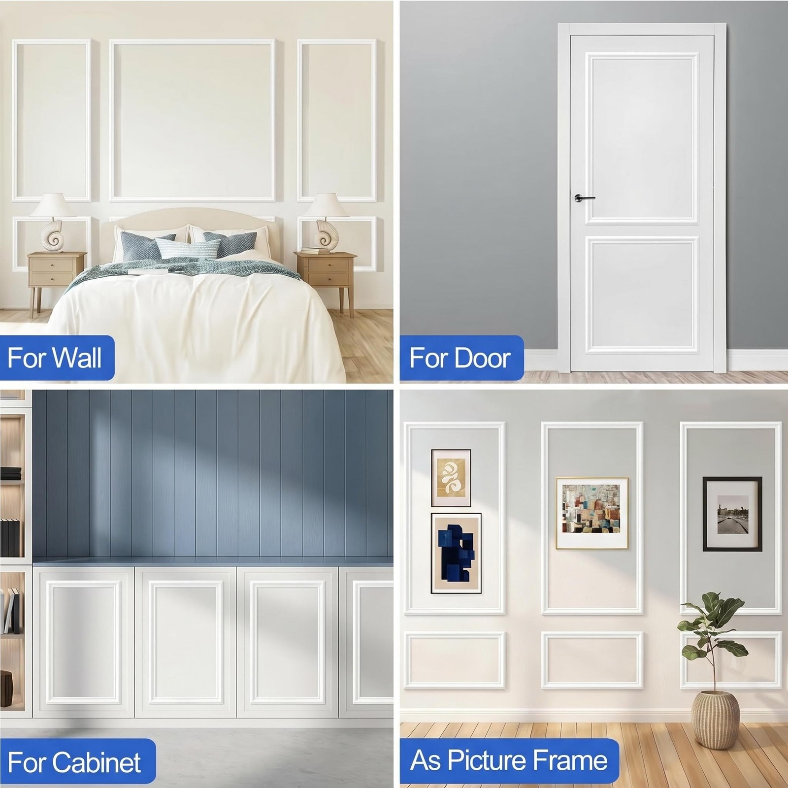 1set JX60 Long Self Adhesive PS Wall Molding Trim White Paintable Decorative