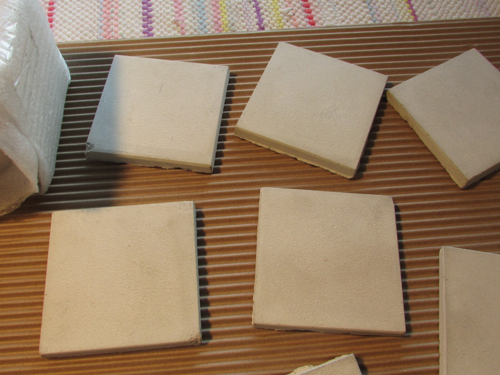Group of 10 Vintage UNUSED Ceramic 3.5″ Unglazed WALL Floor or CRAFTING TILES !!