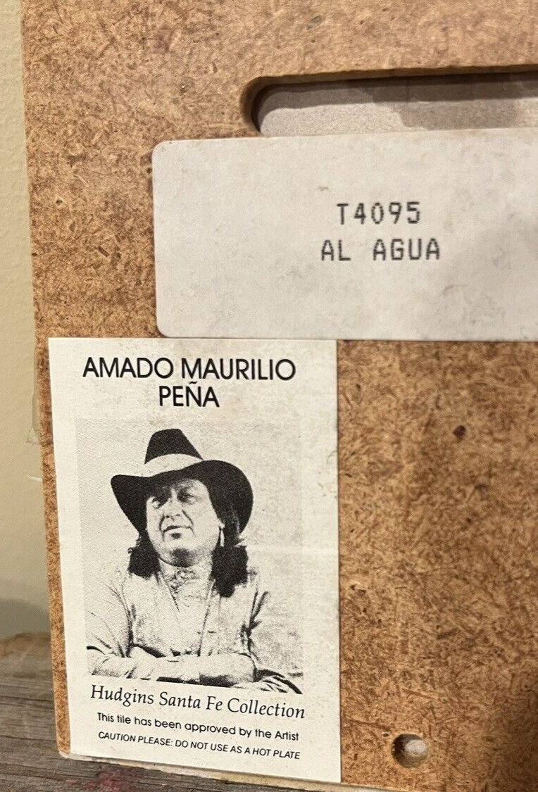 Amado Maurilio Pena 2 Tiles 4.5”x4.5” Hudgins Santa Fe Collection Al Agua