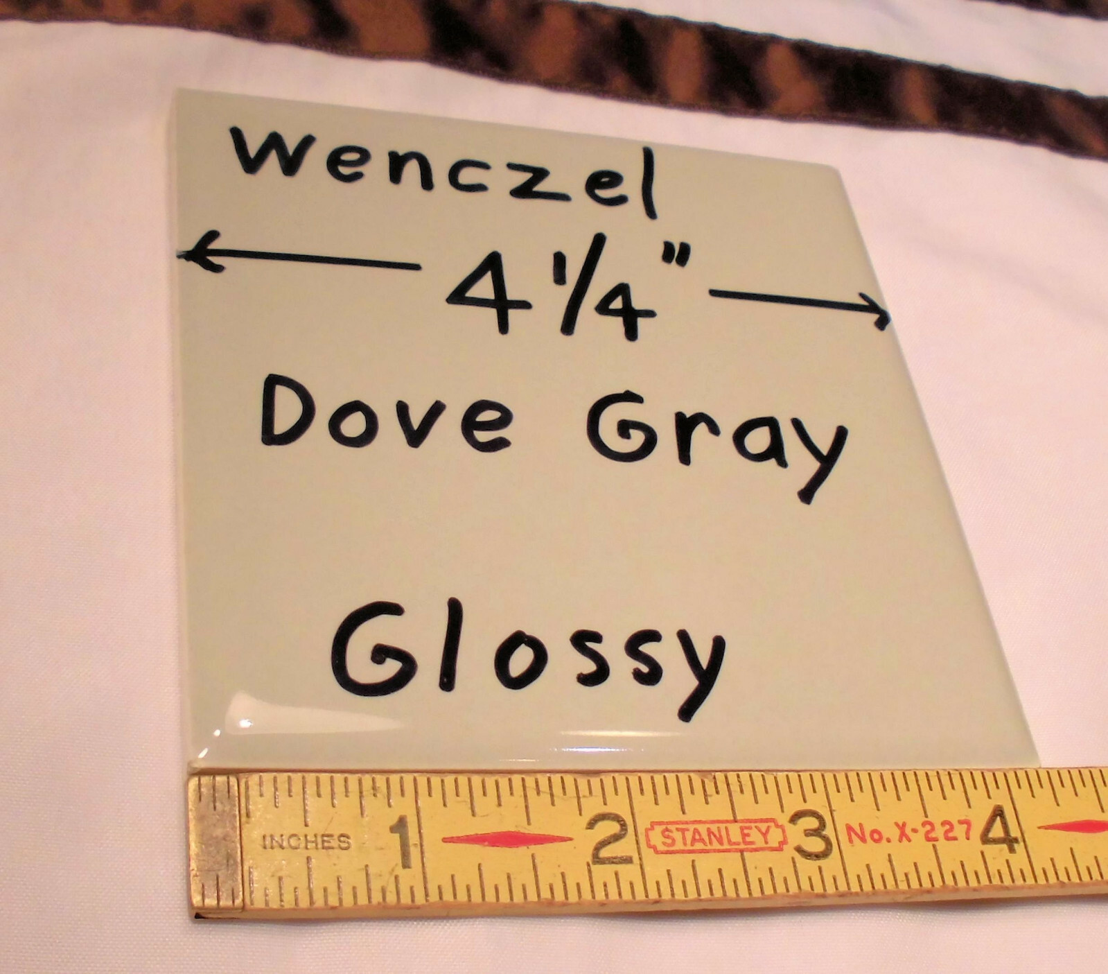 1 pc. *Dove Gray* Glossy Ceramic Tile by Wenczel Co.…NOS…4-1/4″ plus spacing