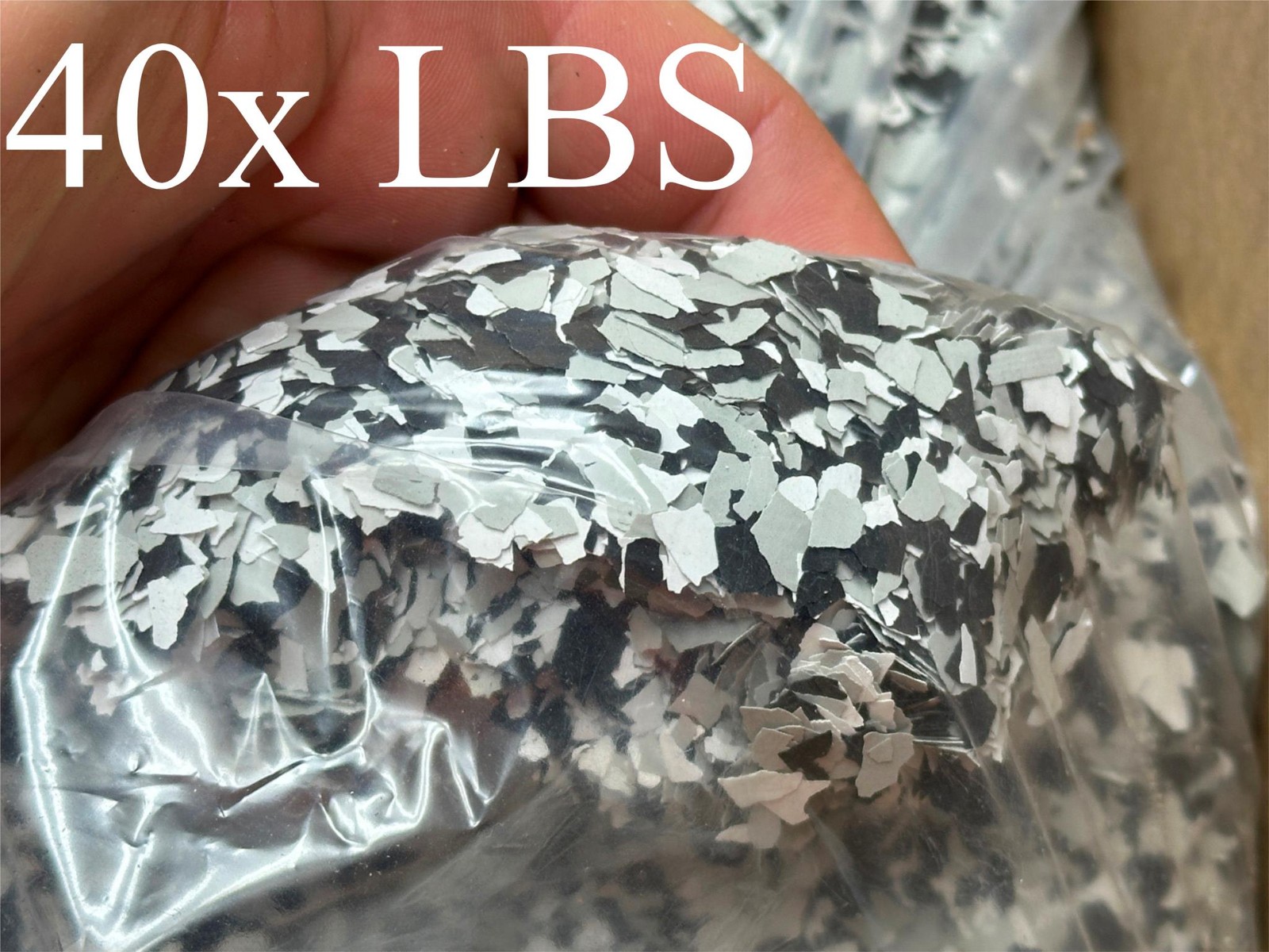 40 LBS Domino Epoxy Floor 1/4″ Flakes Paint Chips Fleck Gray Black & White