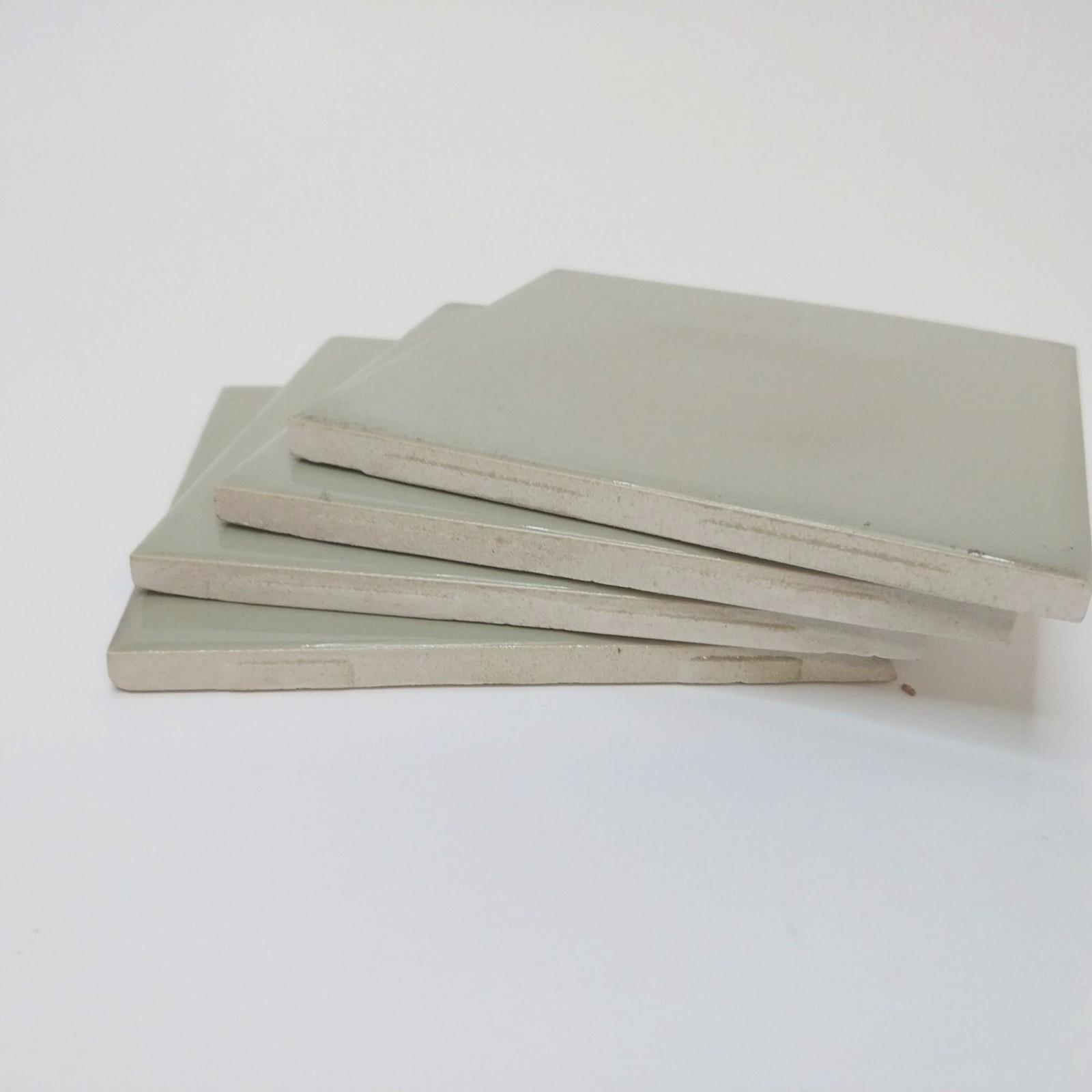 Vintage Wenczel Ceramic Wall Tile 4.25″ Square Seafoam Sage Light Green Glossy