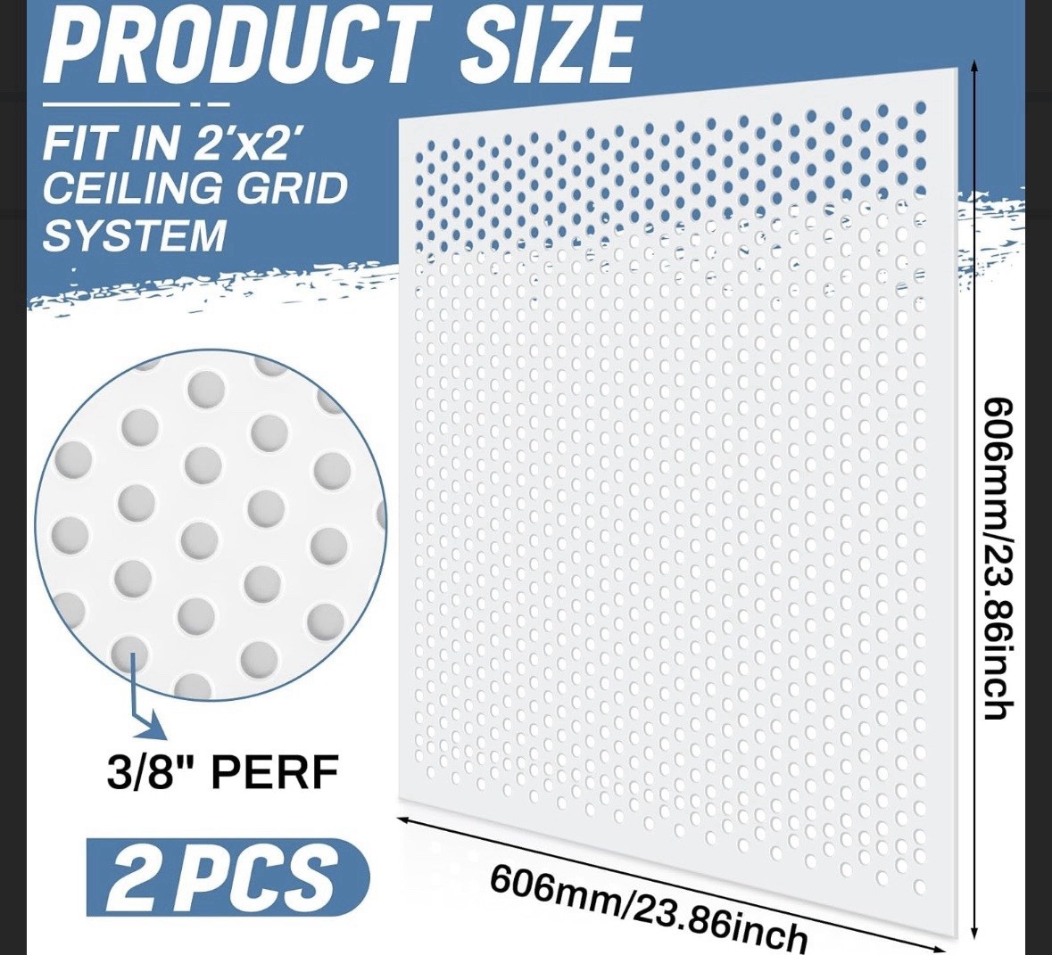 2’x2′ White Plastic Perforated Tile with 3/8″ Holes (2-Pack)