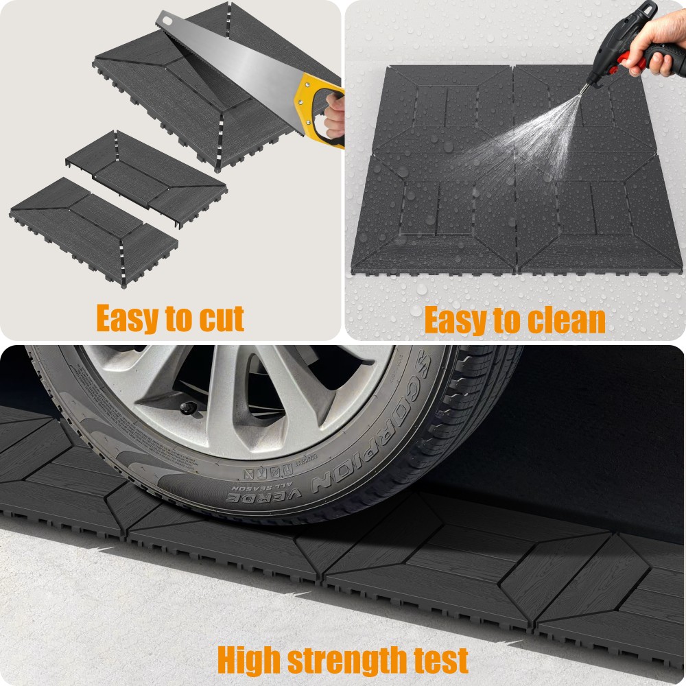 12 Inch Interlocking Deck Tiles Dark Gray Polypropylene DIY Floor Tiles