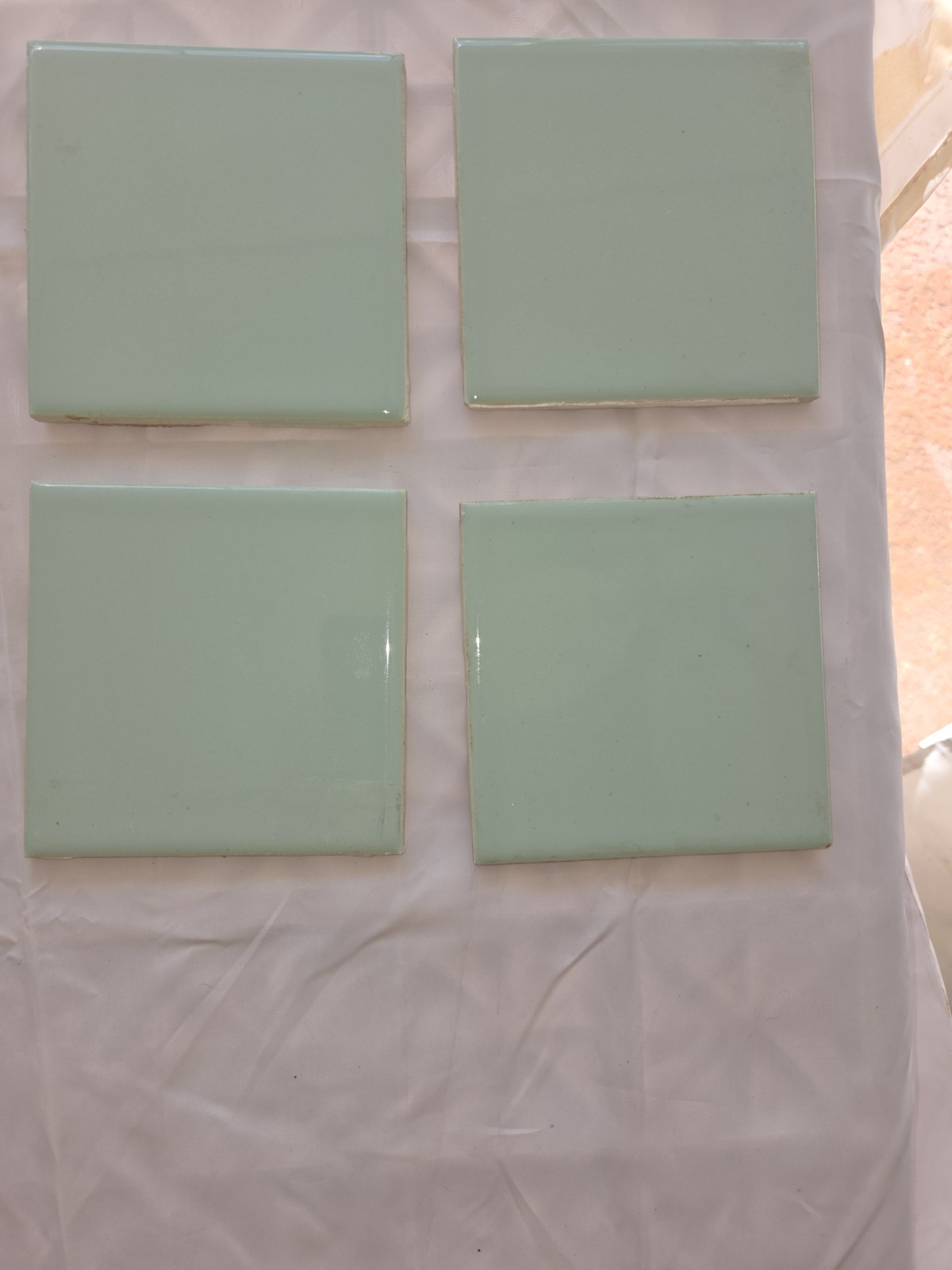 4 Vtg Tiles 4.25 x 4.25 Florida Tile FT Jadeite Light Green -Sale helps Dog ResQ