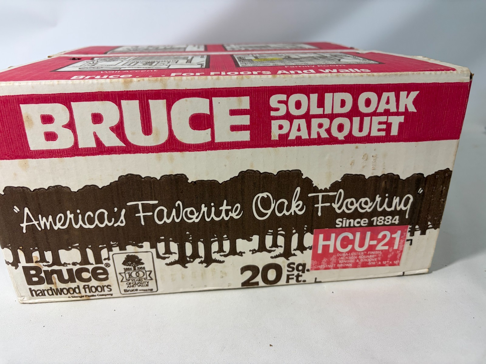 Bruce Solid Oak Parquet Flooring 20 Sq Ft. HCU-21 Chestnut Brown 5/16 x 12 x 12